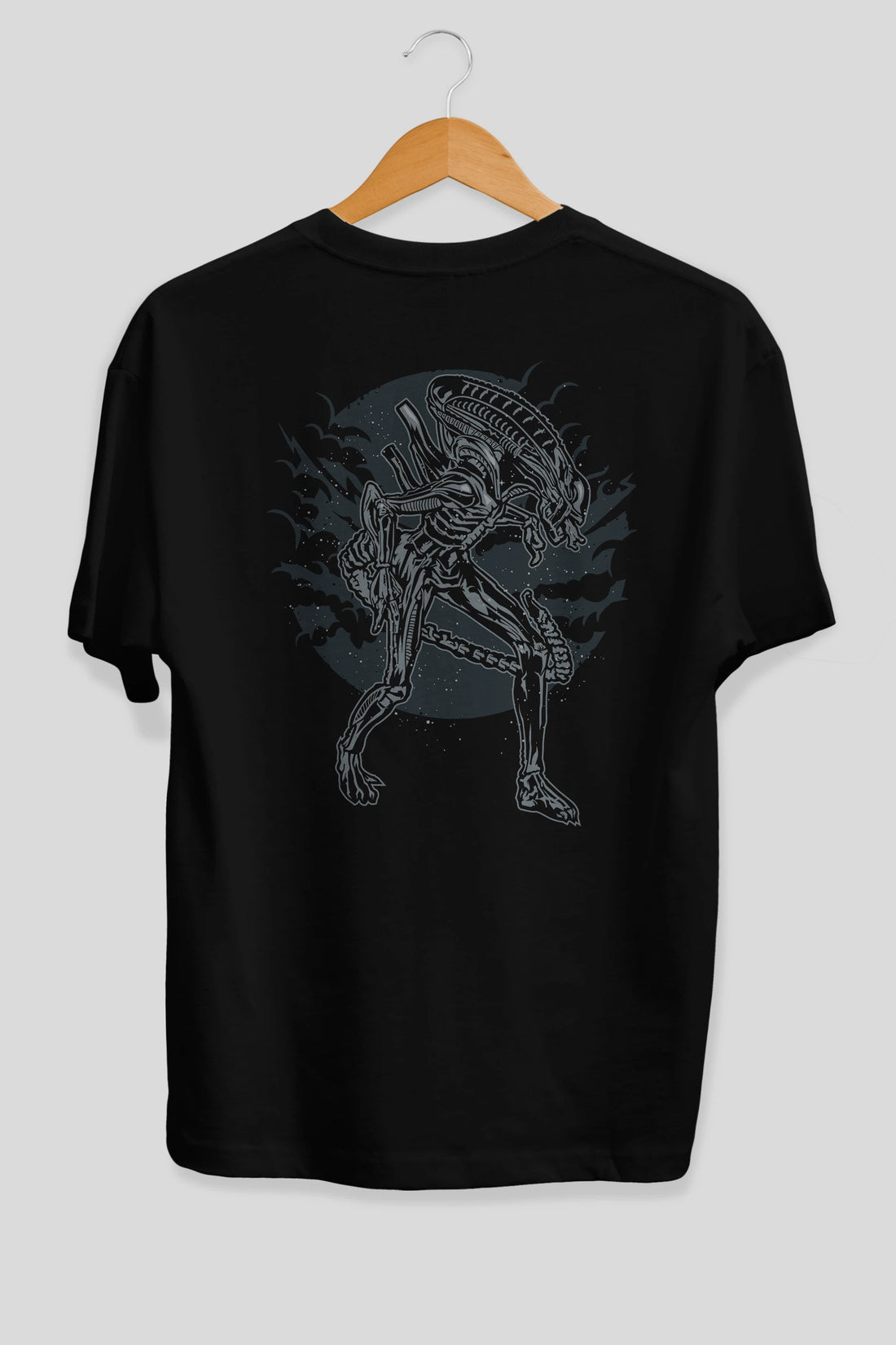 Xenomorph Arka Baskılı Oversize t-shirt Erkek Kadın Unisex %100 Pamuk