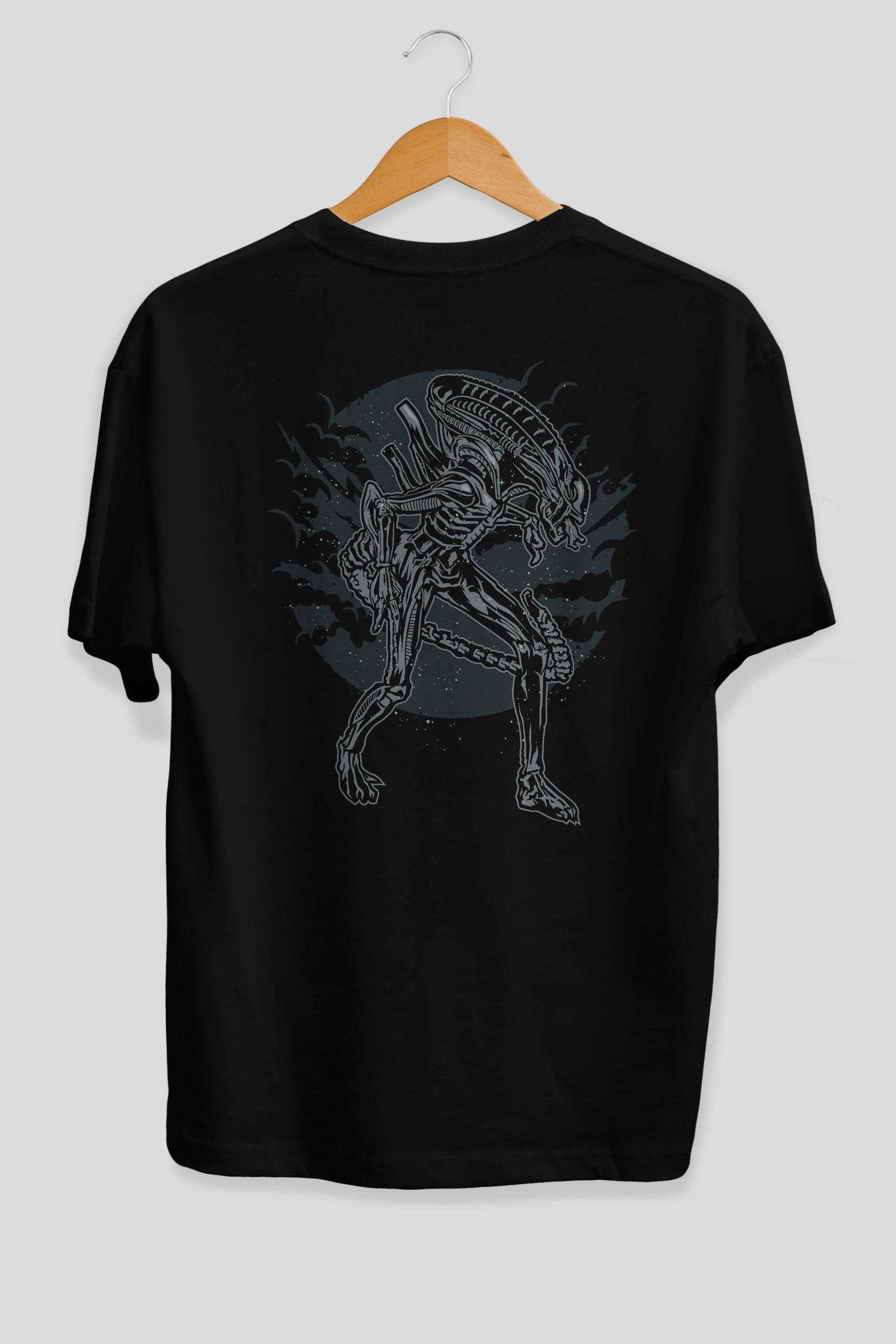 Xenomorph Arka Baskılı Oversize t-shirt Erkek Kadın Unisex %100 Pamuk