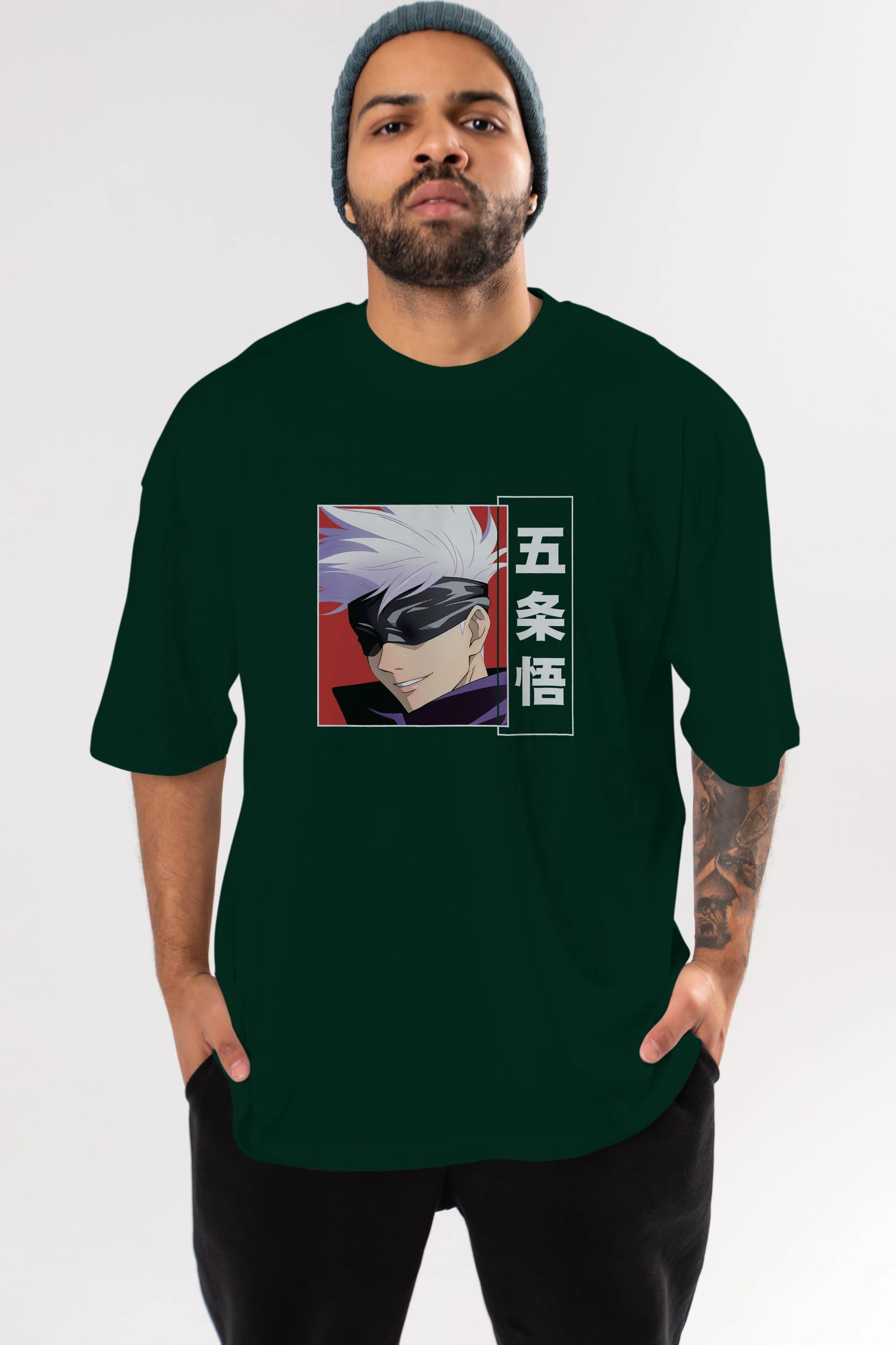 SATORU GOJO Anime Ön Baskılı Oversize t-shirt %100 pamuk Erkek Kadın Unisex