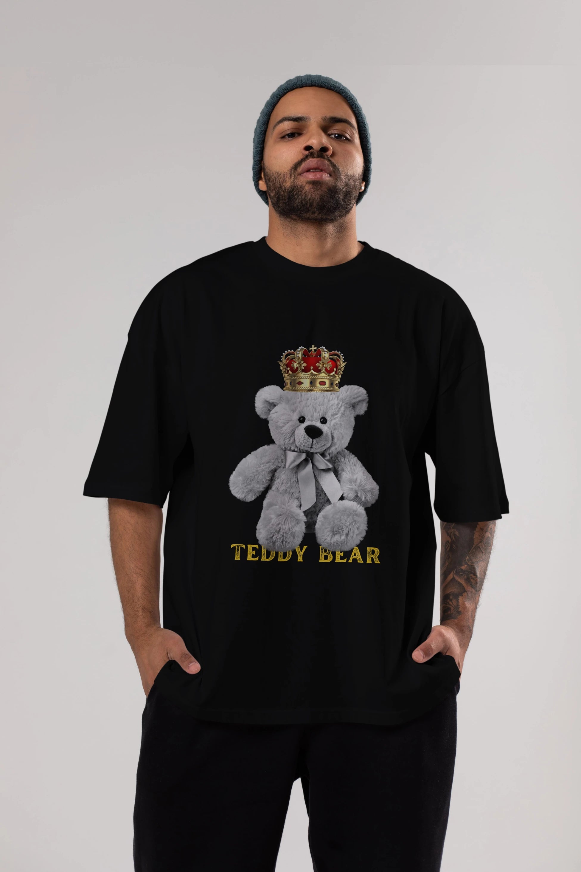 Teddy Bear Ön Baskılı Oversize t-shirt Erkek Kadın Unisex %100 Pamuk