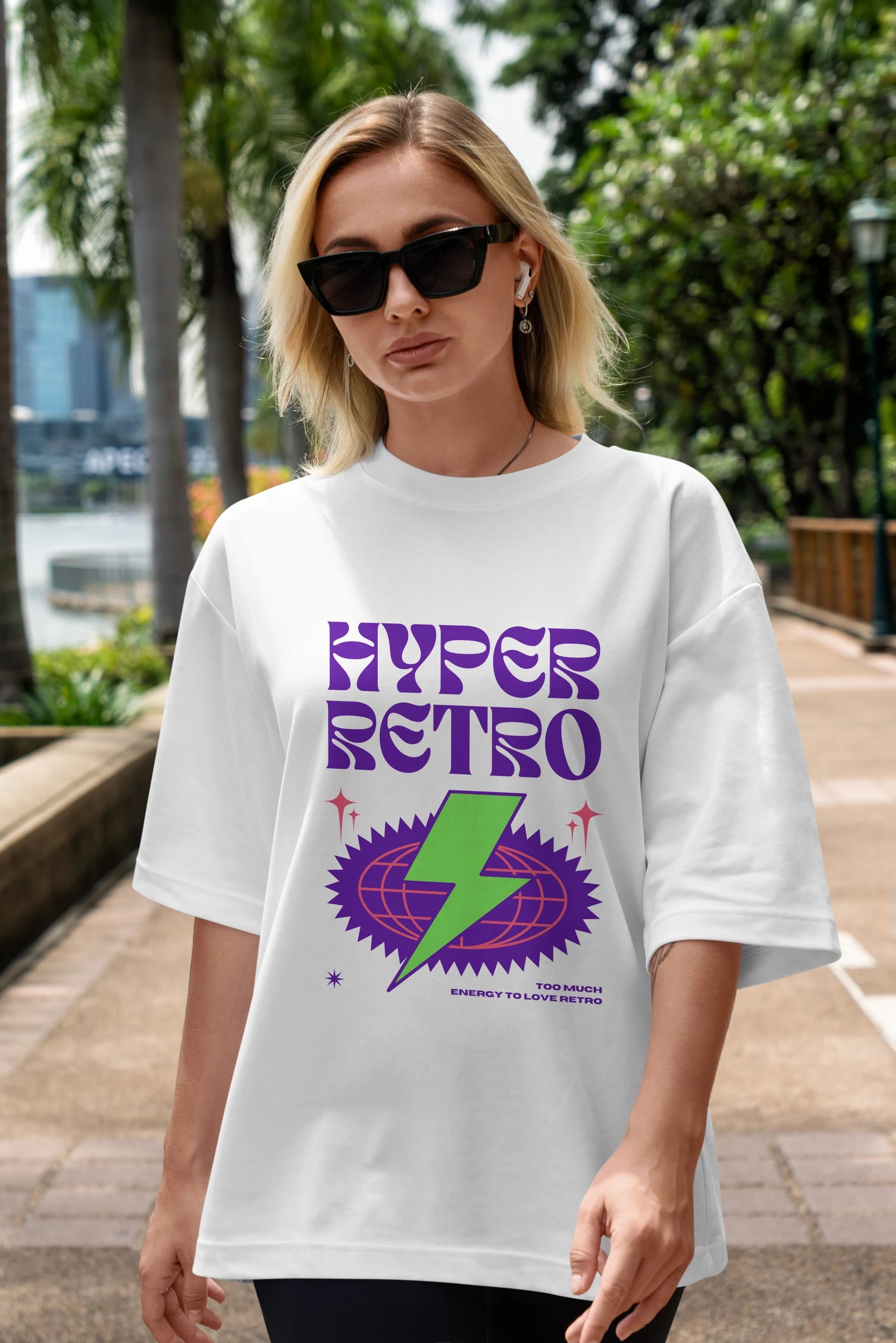 Hyper Retro Yazılı Ön Baskılı Oversize t-shirt Erkek Kadın Unisex