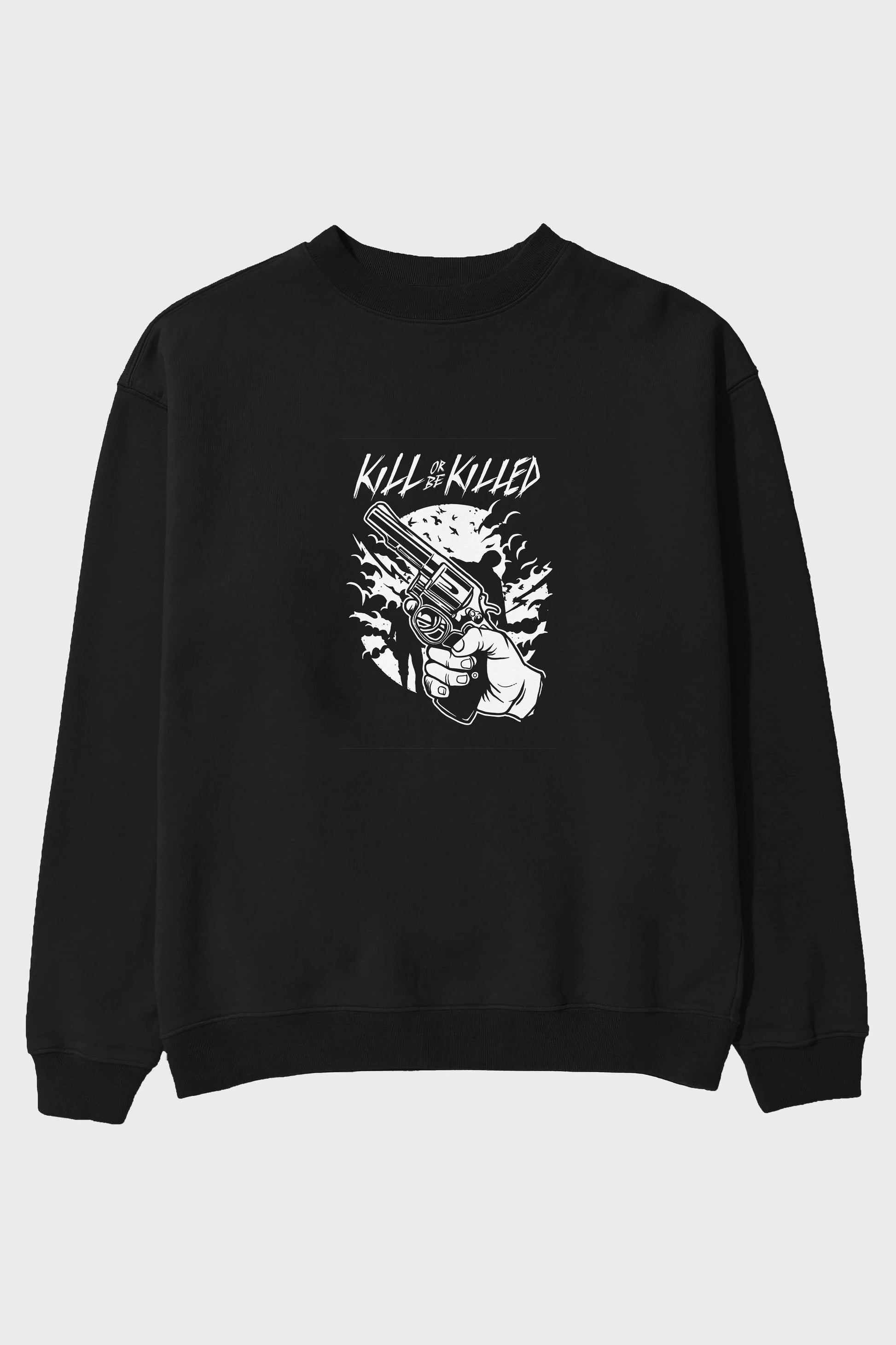 Zombie Shooter Ön Baskılı Oversize Sweatshirt Erkek Kadın Unisex