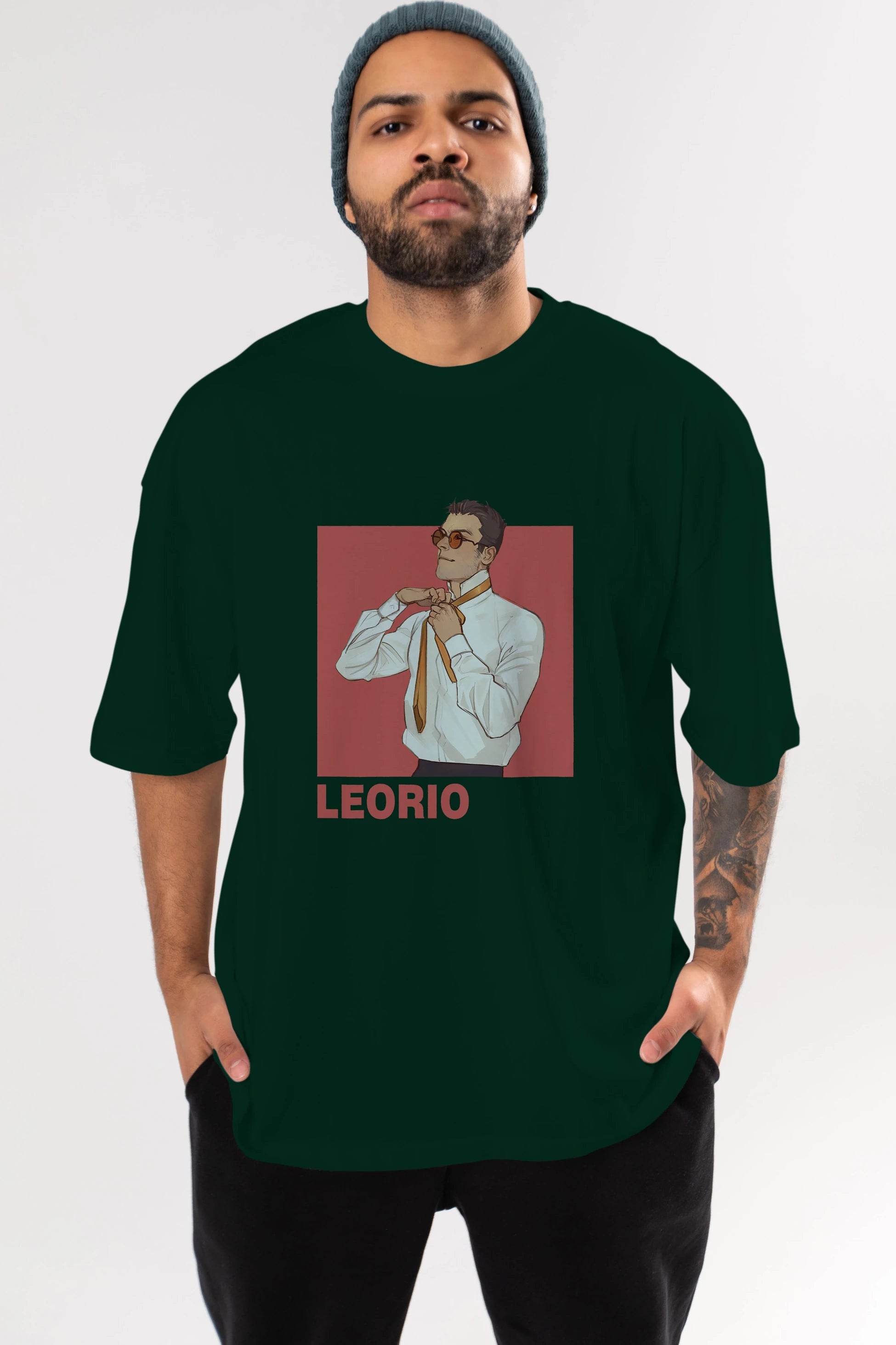 Leorio Paladiknight 5 Anime Ön Baskılı Oversize t-shirt %100 pamuk Erkek Kadın Unisex