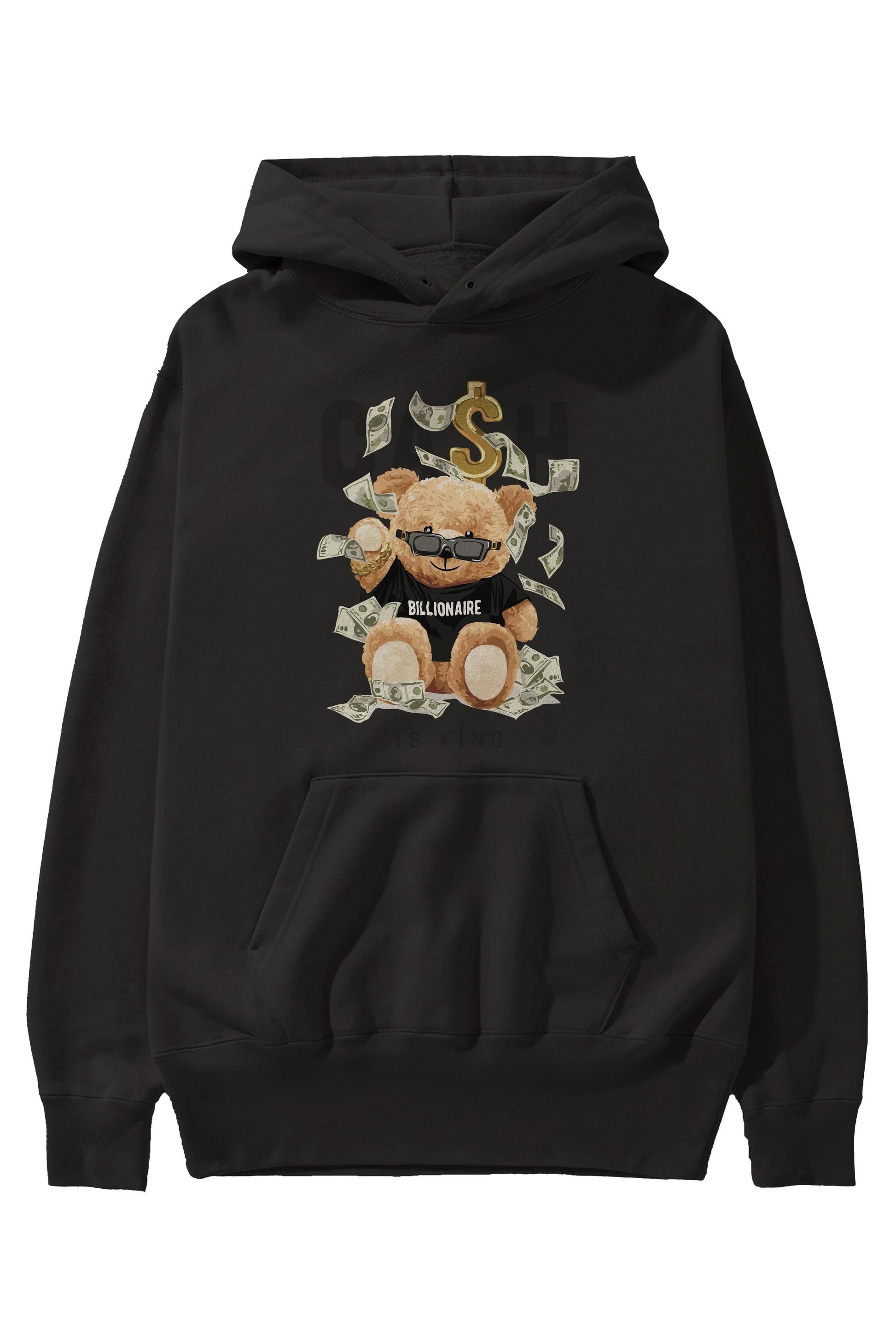 Teddy Bear Billionaire Ön Baskılı Hoodie Oversize Kapüşonlu Sweatshirt Erkek Kadın Unisex