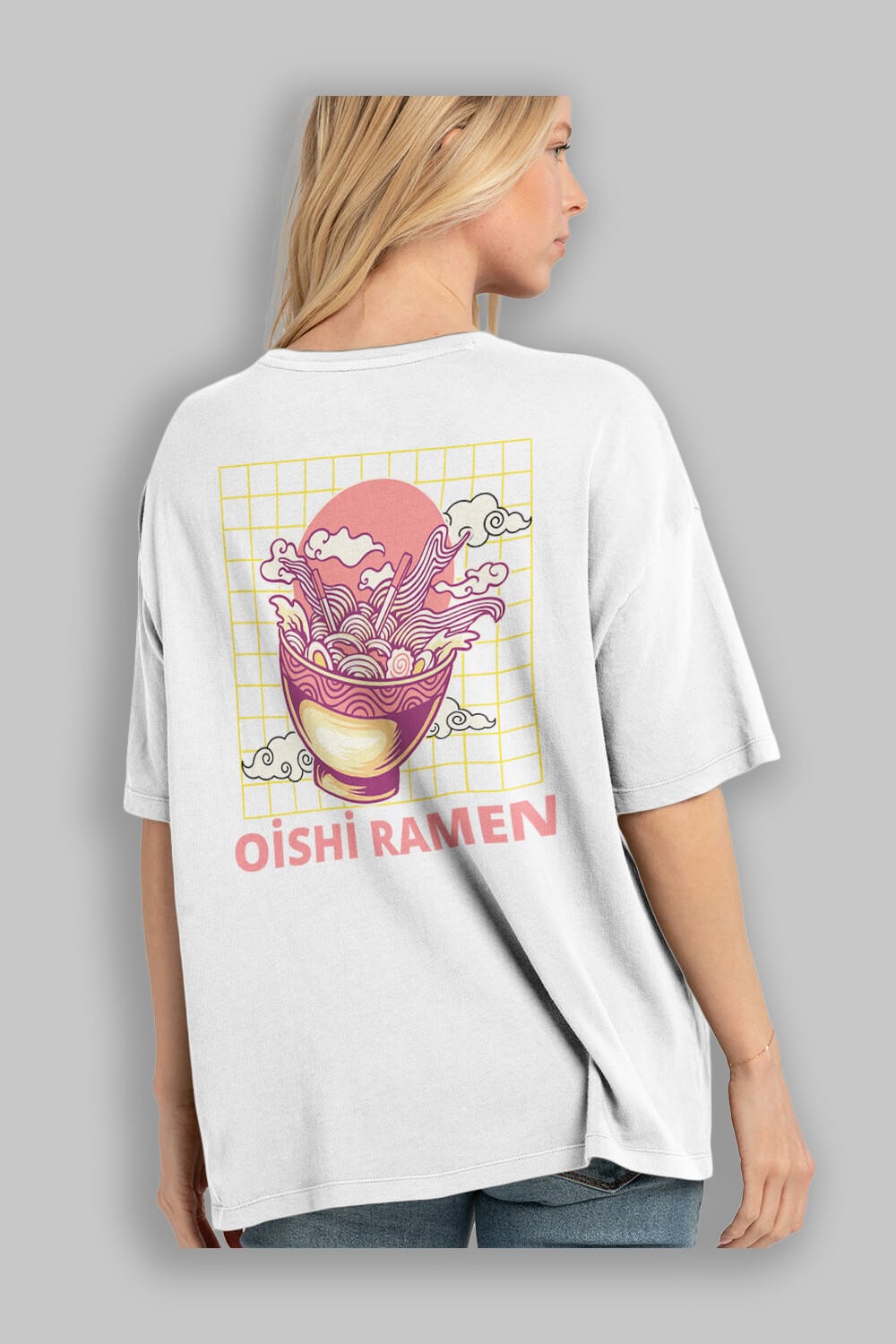 Oishi Ramen Yazılı Arka Baskılı Oversize t-shirt Erkek Kadın Unisex