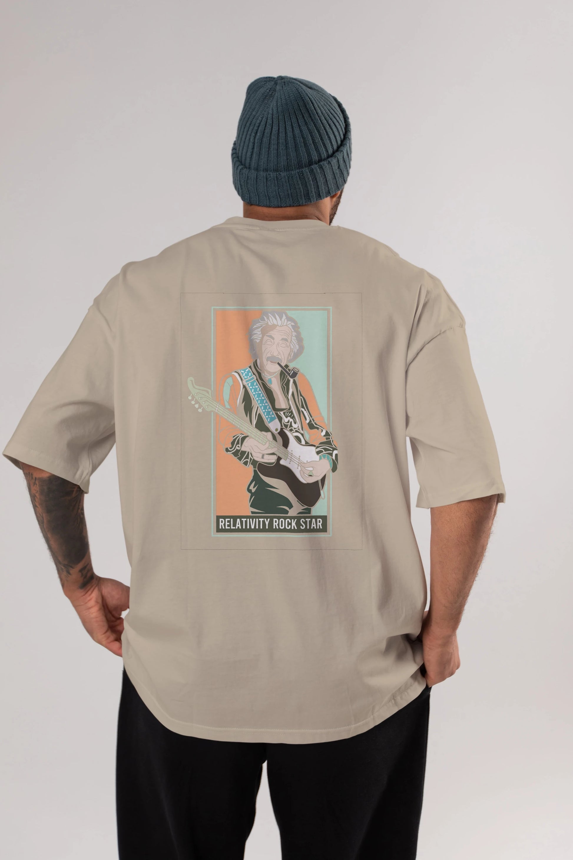 Jimmy Einstein Arka Baskılı Oversize t-shirt Erkek Kadın Unisex %100 Pamuk tişort