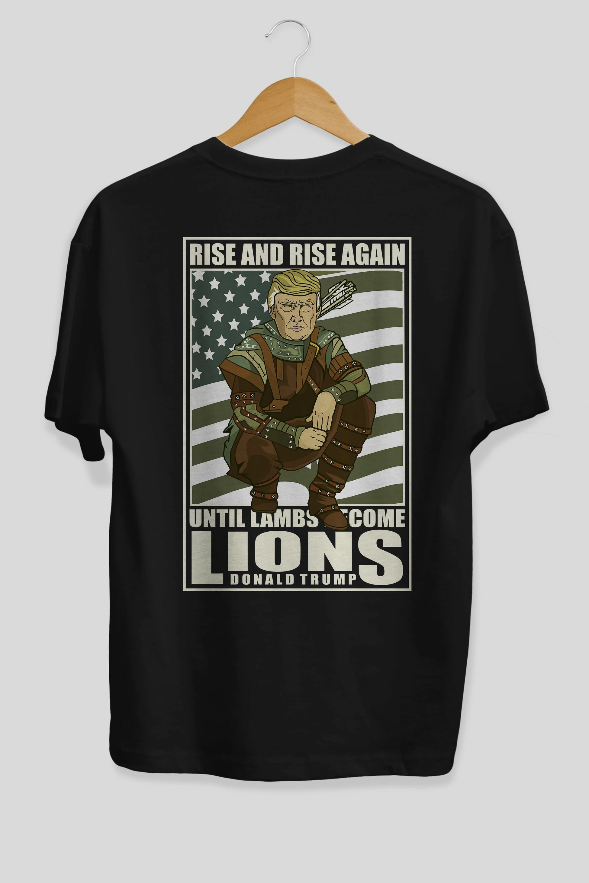 Robin Hood Trump Arka Baskılı Oversize t-shirt Erkek Kadın Unisex %100 Pamuk tişort