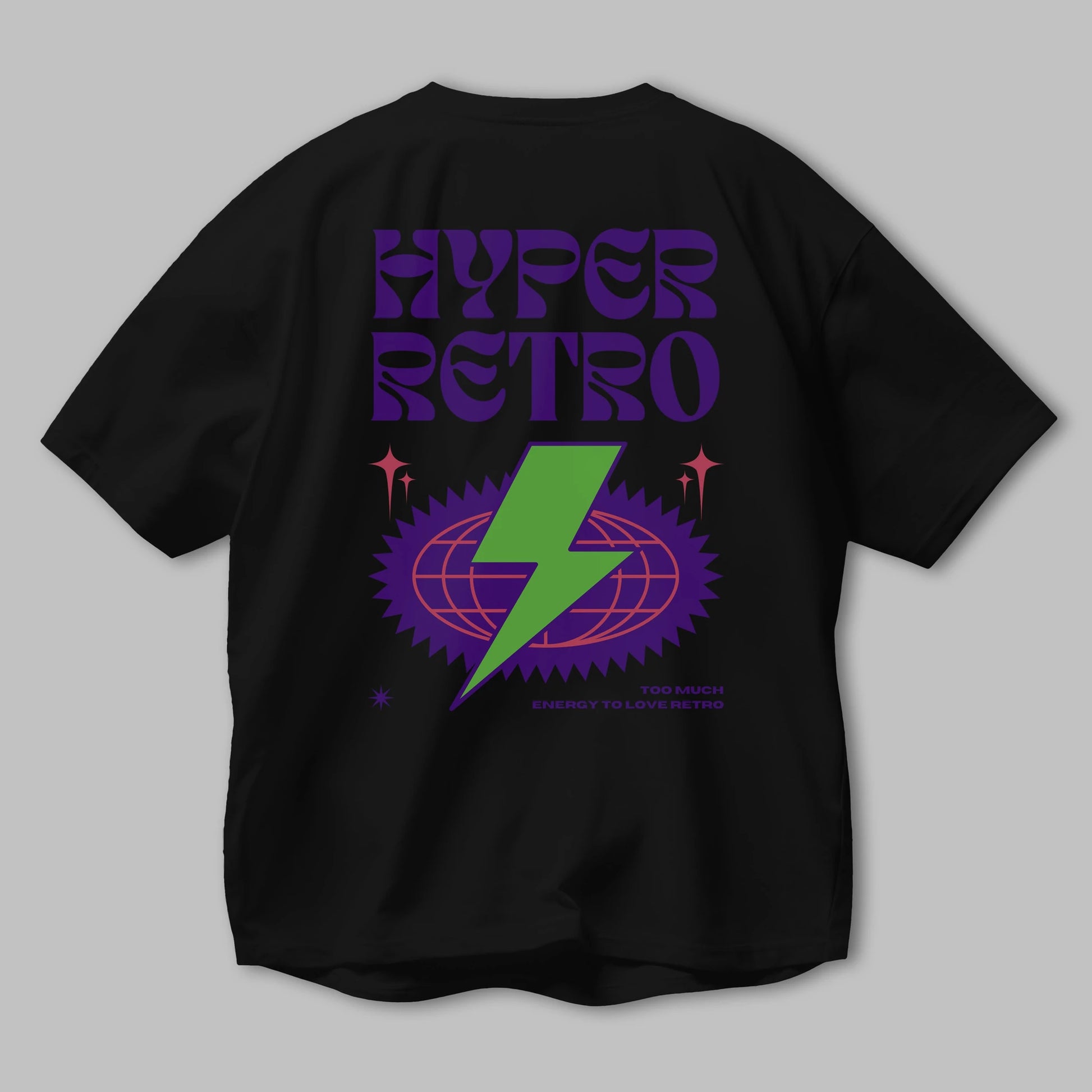 Hyper Retro Yazılı Arka Baskılı Oversize t-shirt Erkek Kadın Unisex
