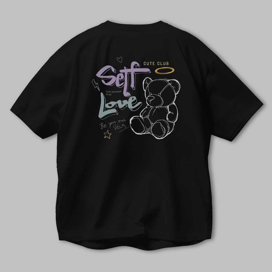 Self Love Bear Arka Baskılı Oversize t-shirt Erkek Kadın Unisex