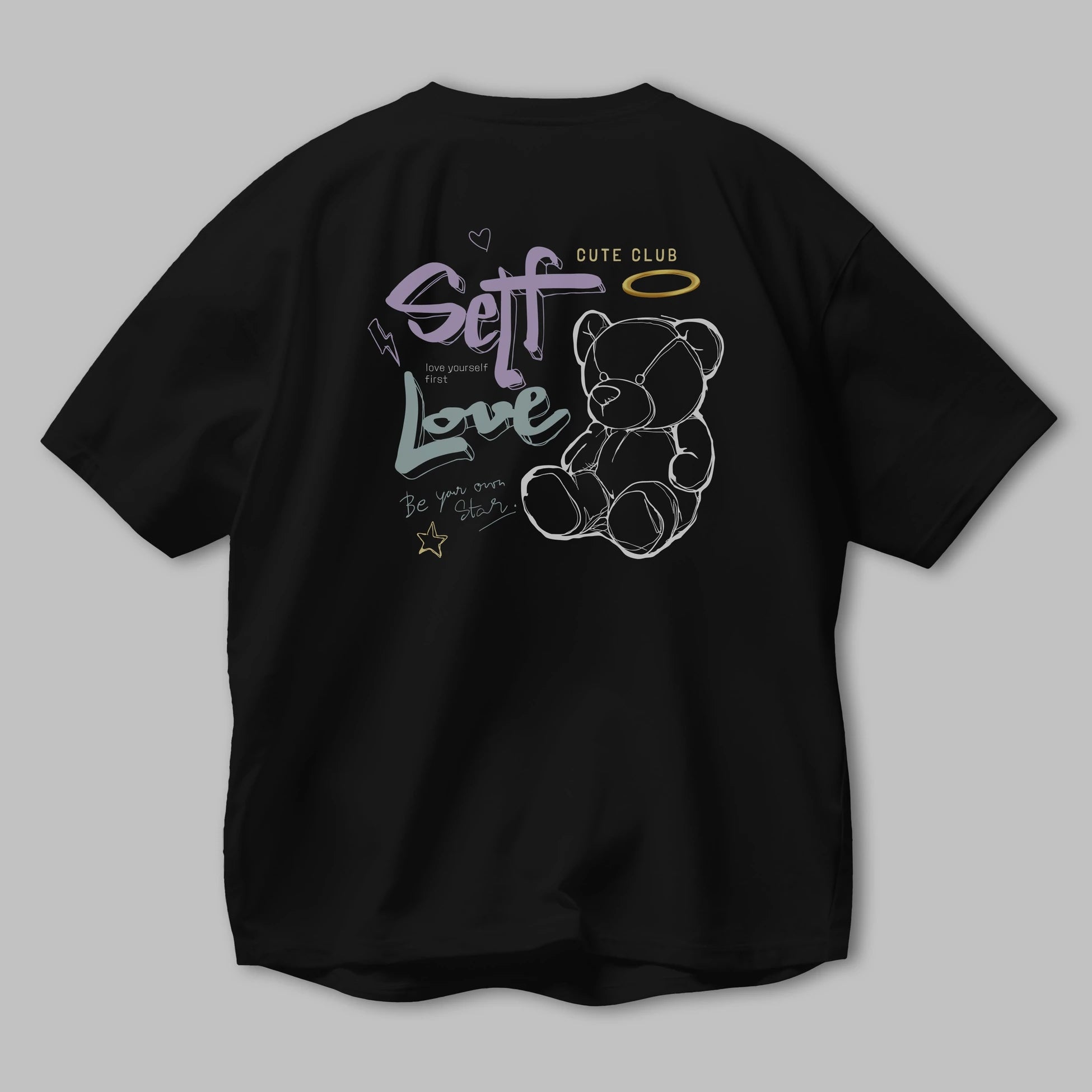 Self Love Bear Arka Baskılı Oversize t-shirt Erkek Kadın Unisex