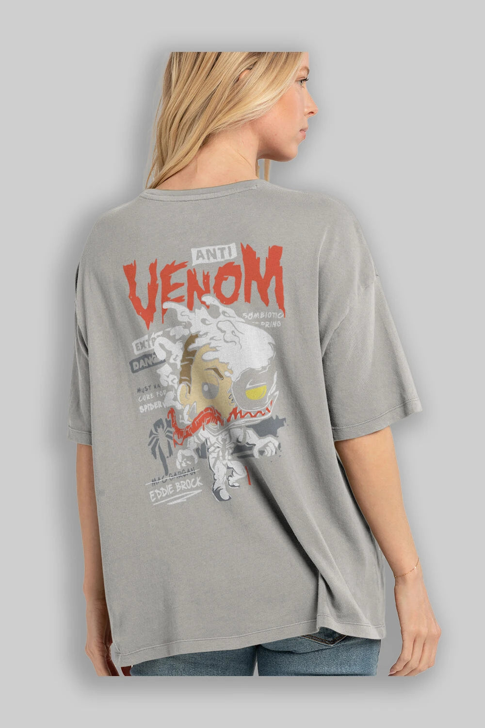 Venom (9) Arka Baskılı Oversize t-shirt Erkek Kadın Unisex %100 Pamuk Bisiklet Yaka tişort