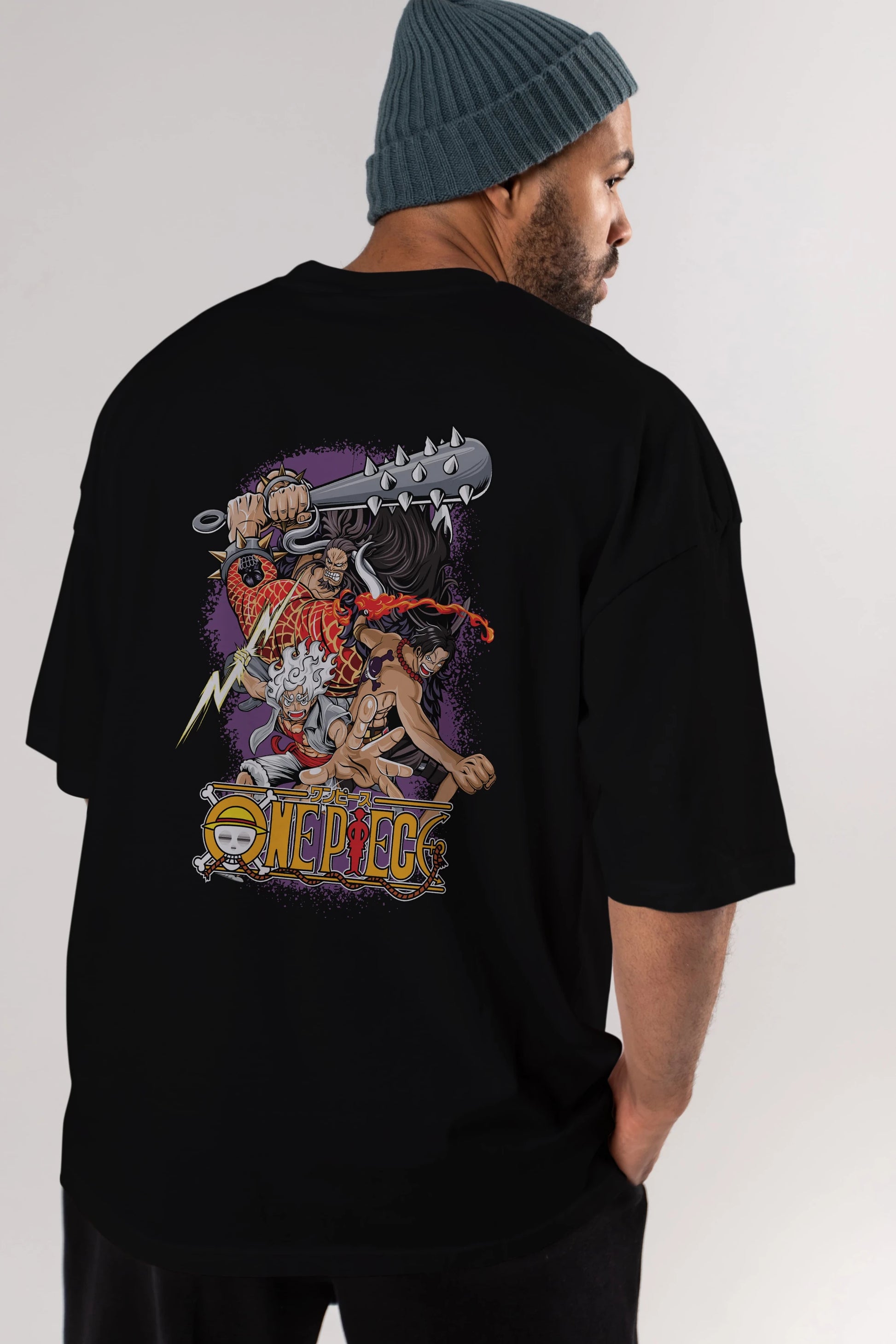 ONE PIECE (6) Anime Arka Baskılı Oversize t-shirt Erkek Kadın Unisex