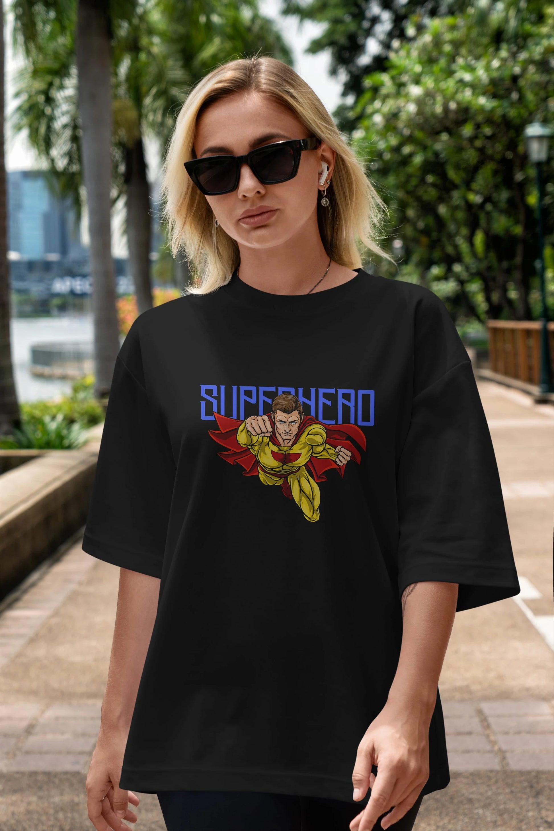 Super Hero Ön Baskılı Oversize t-shirt Erkek Kadın Unisex