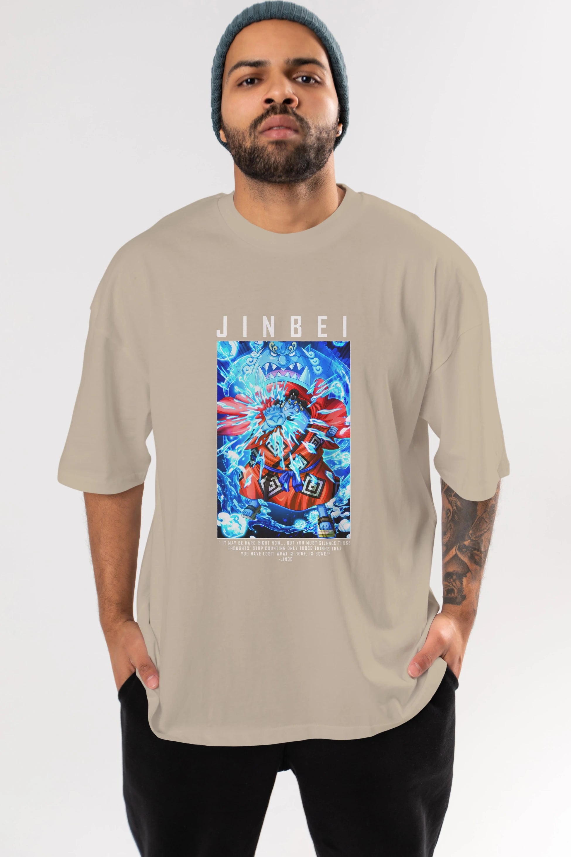 Jinbei Anime Ön Baskılı Oversize t-shirt Erkek Kadın Unisex