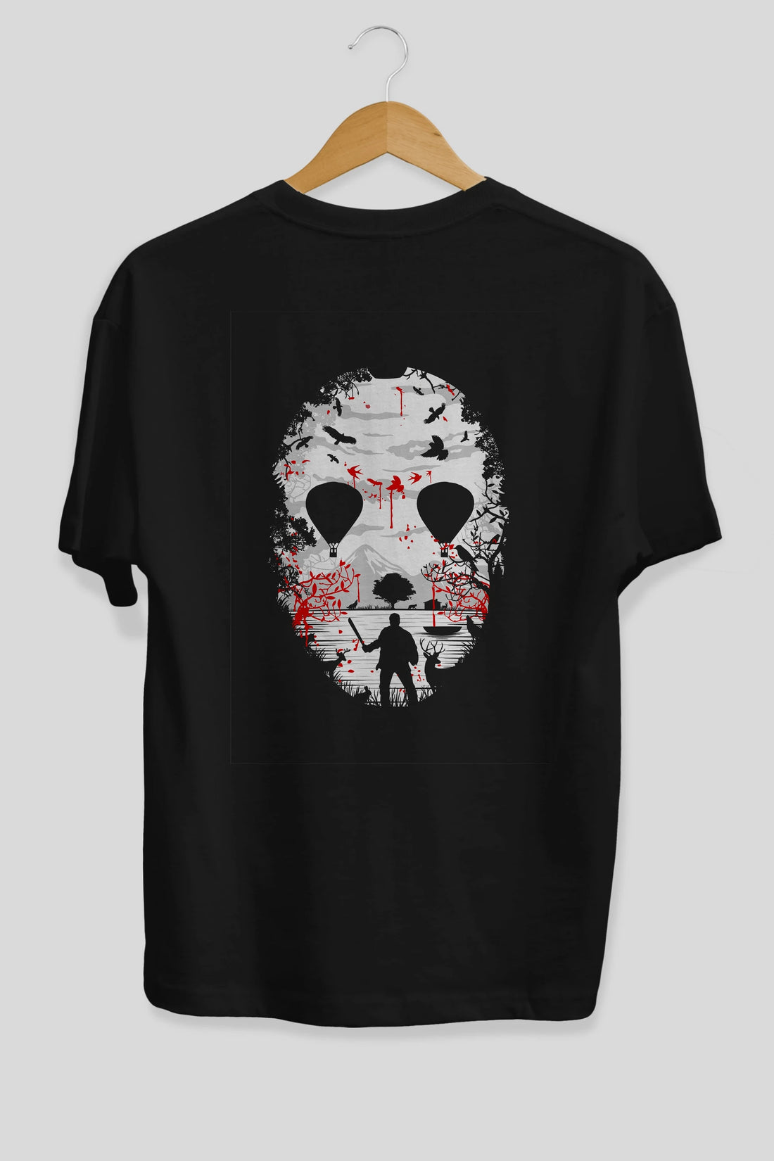 Crystal Lake Arka Baskılı Oversize t-shirt %100 pamuk Erkek Kadın Unisex