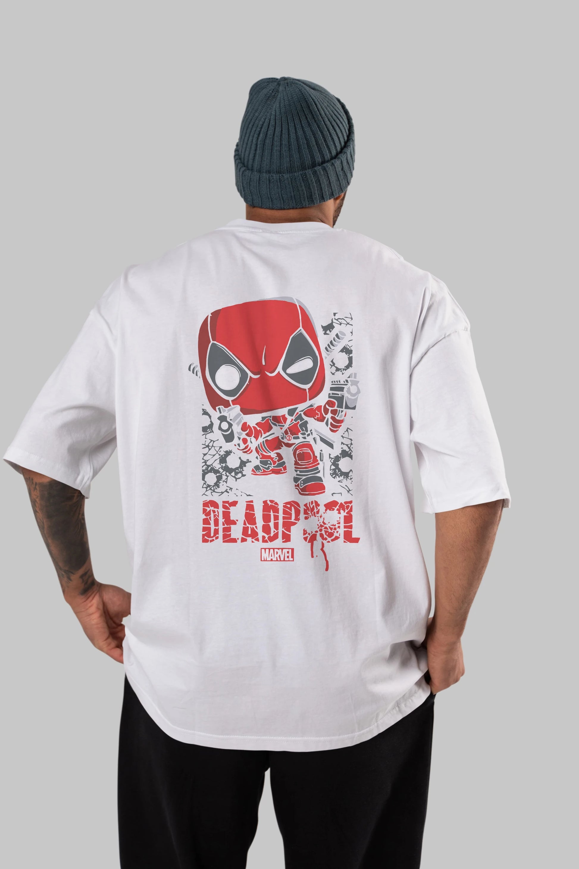 Deadpool (8) Arka Baskılı Oversize t-shirt Erkek Kadın Unisex %100 Pamuk Bisiklet Yaka tişort