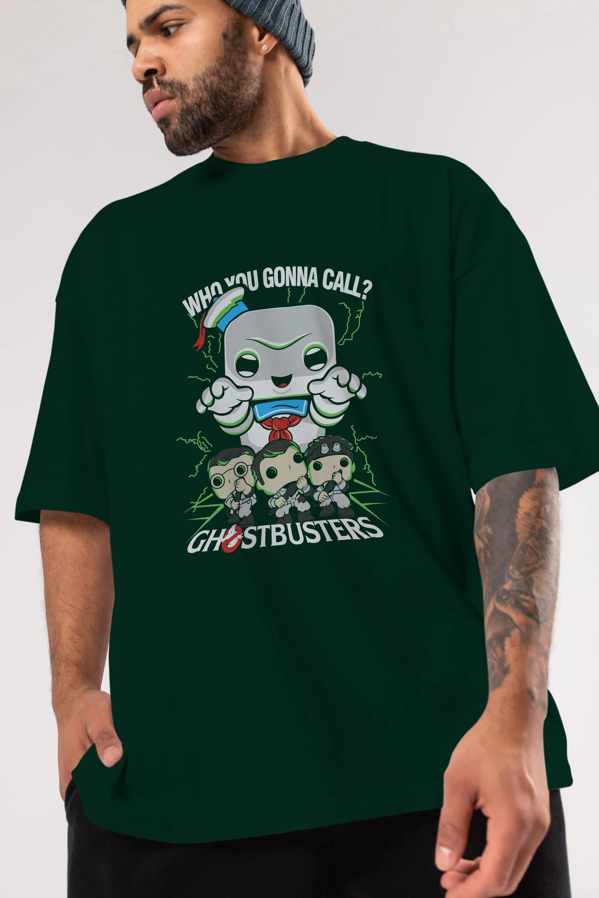Ghostbusters Ön Baskılı Oversize t-shirt Erkek Kadın Unisex %100 Pamuk Bisiklet Yaka tişort