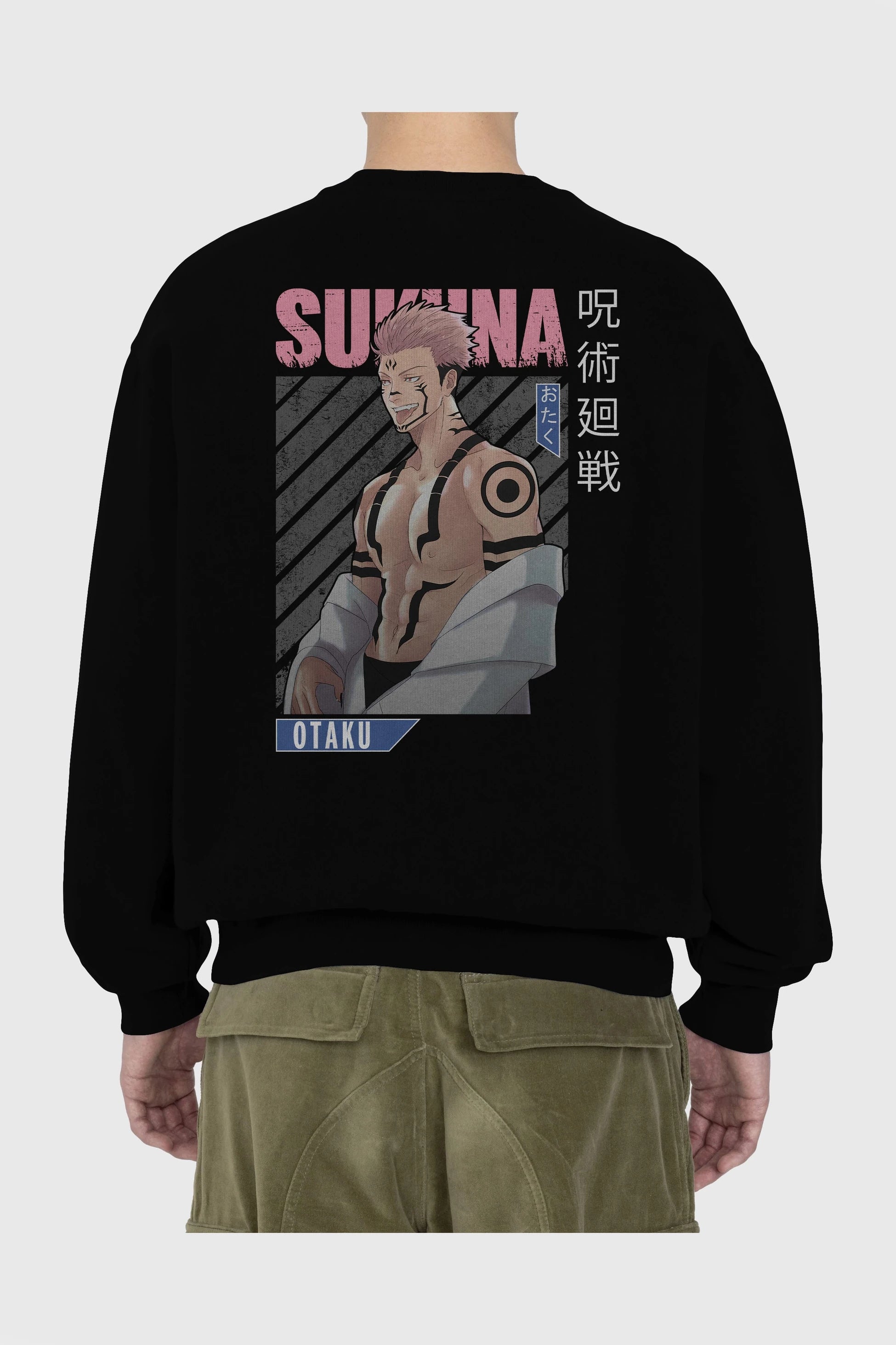 Sukuna Ryoumen Anime Arka Baskılı Oversize Sweatshirt Erkek Kadın Unisex