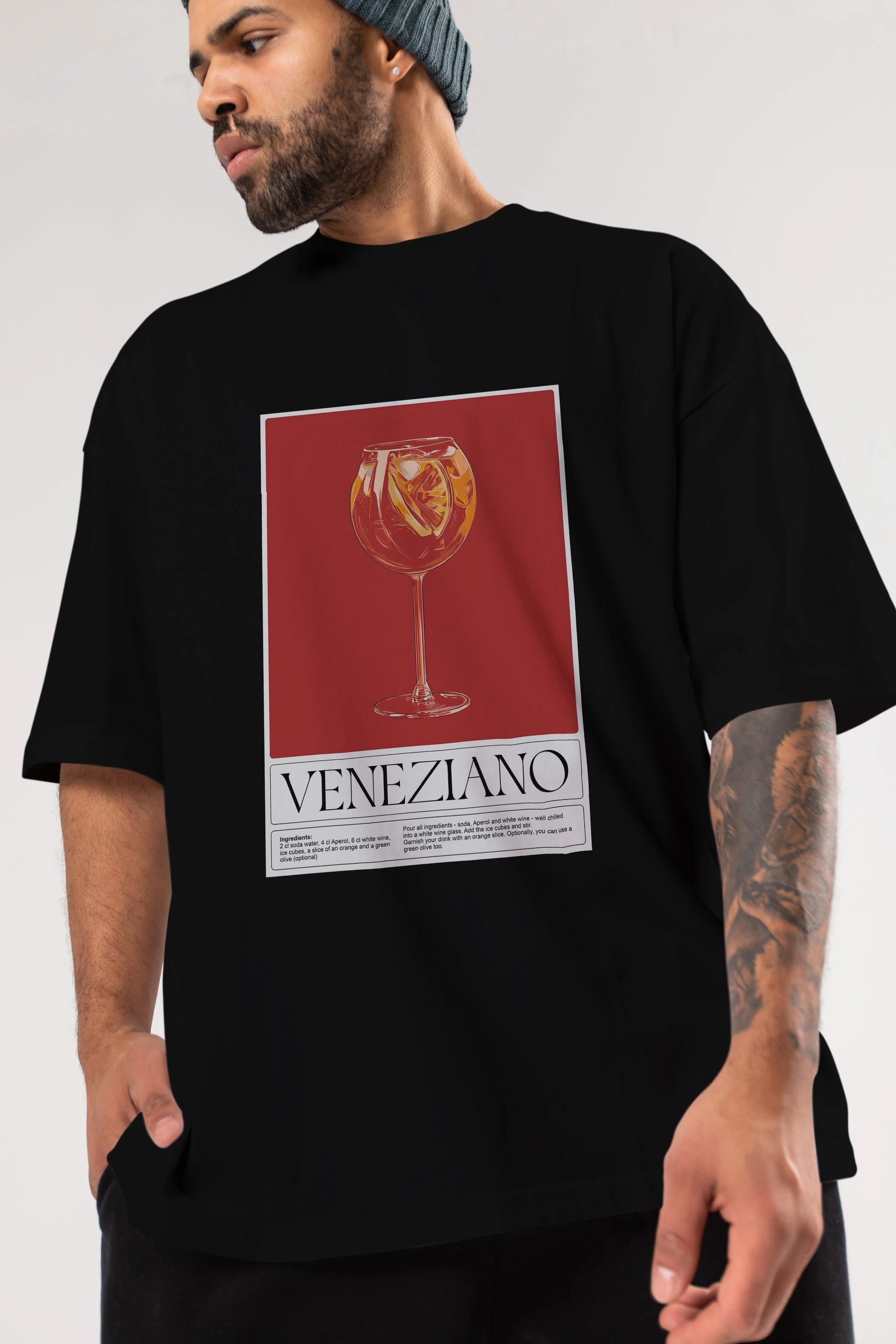 Veneziano Ön Baskılı Oversize t-shirt Erkek Kadın Unisex %100 Pamuk Bisiklet Yaka tişort