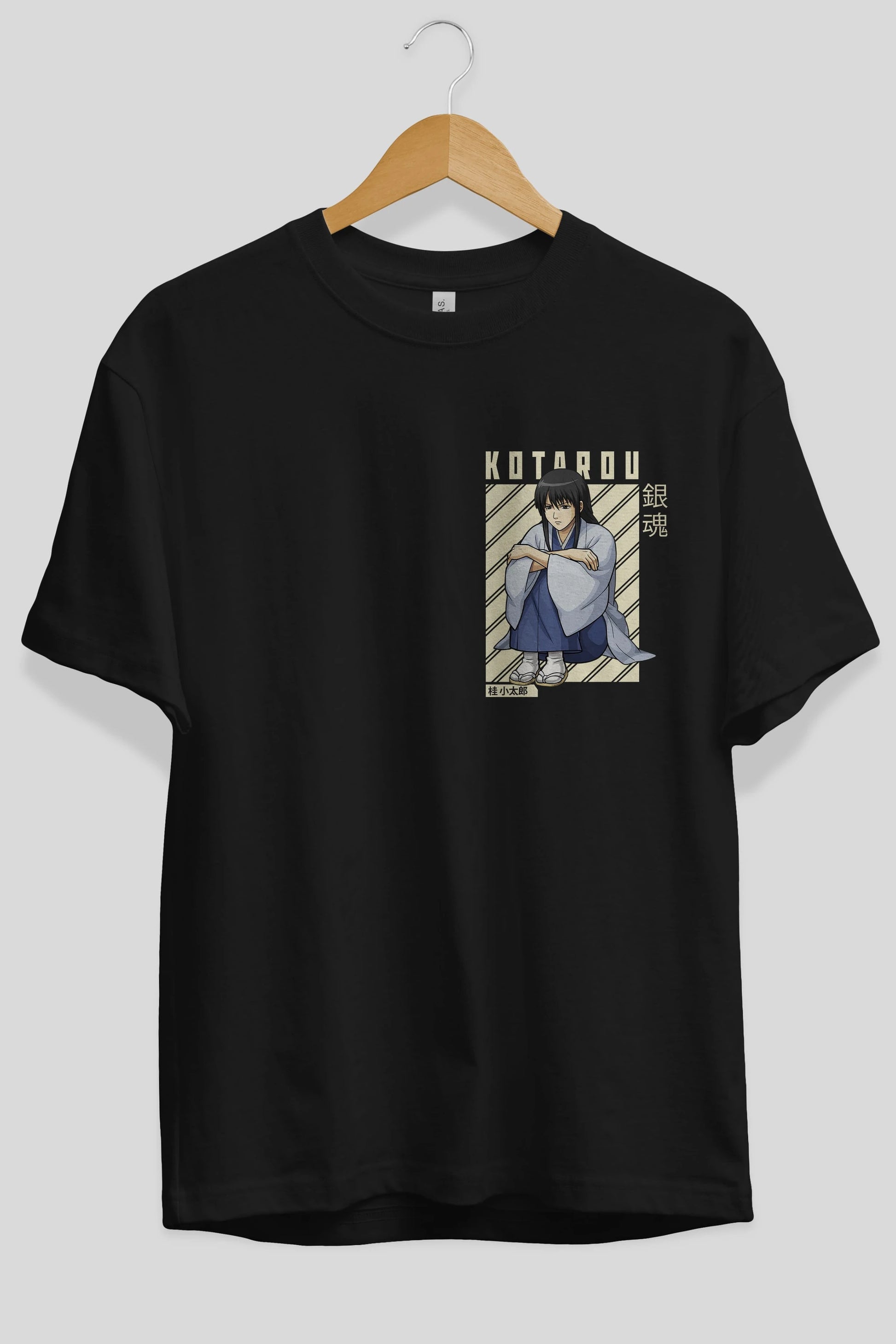 Kotarou Katsura GINTAMA Ön Sol Baskılı Oversize t-shirt Erkek Kadın Unisex %100 Pamuk Bisiklet Yaka tişort