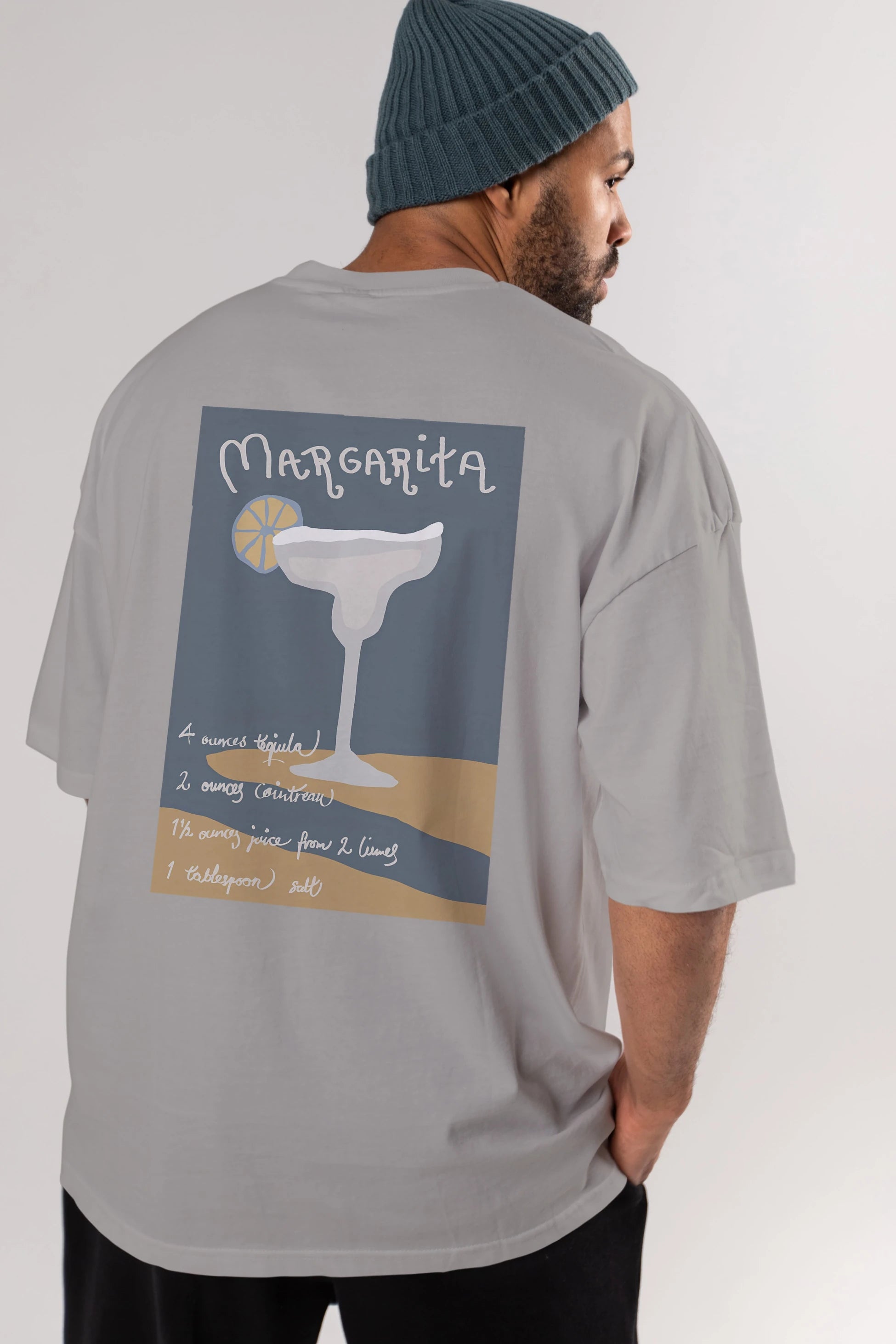 Margarita 2 Arka Baskılı Oversize t-shirt Erkek Kadın Unisex %100 Pamuk Bisiklet Yaka tişort