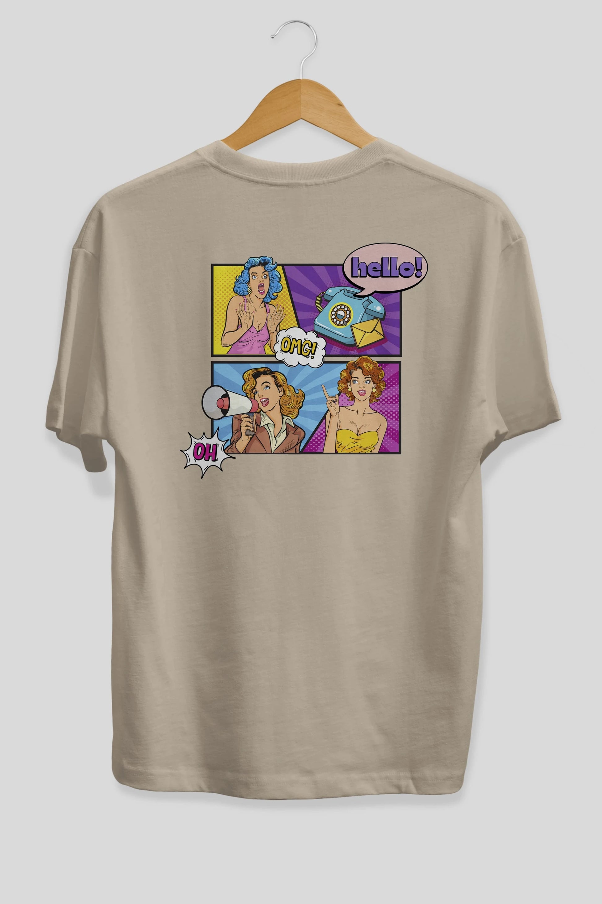 Hello OMG Arka Baskılı Oversize t-shirt Erkek Kadın Unisex