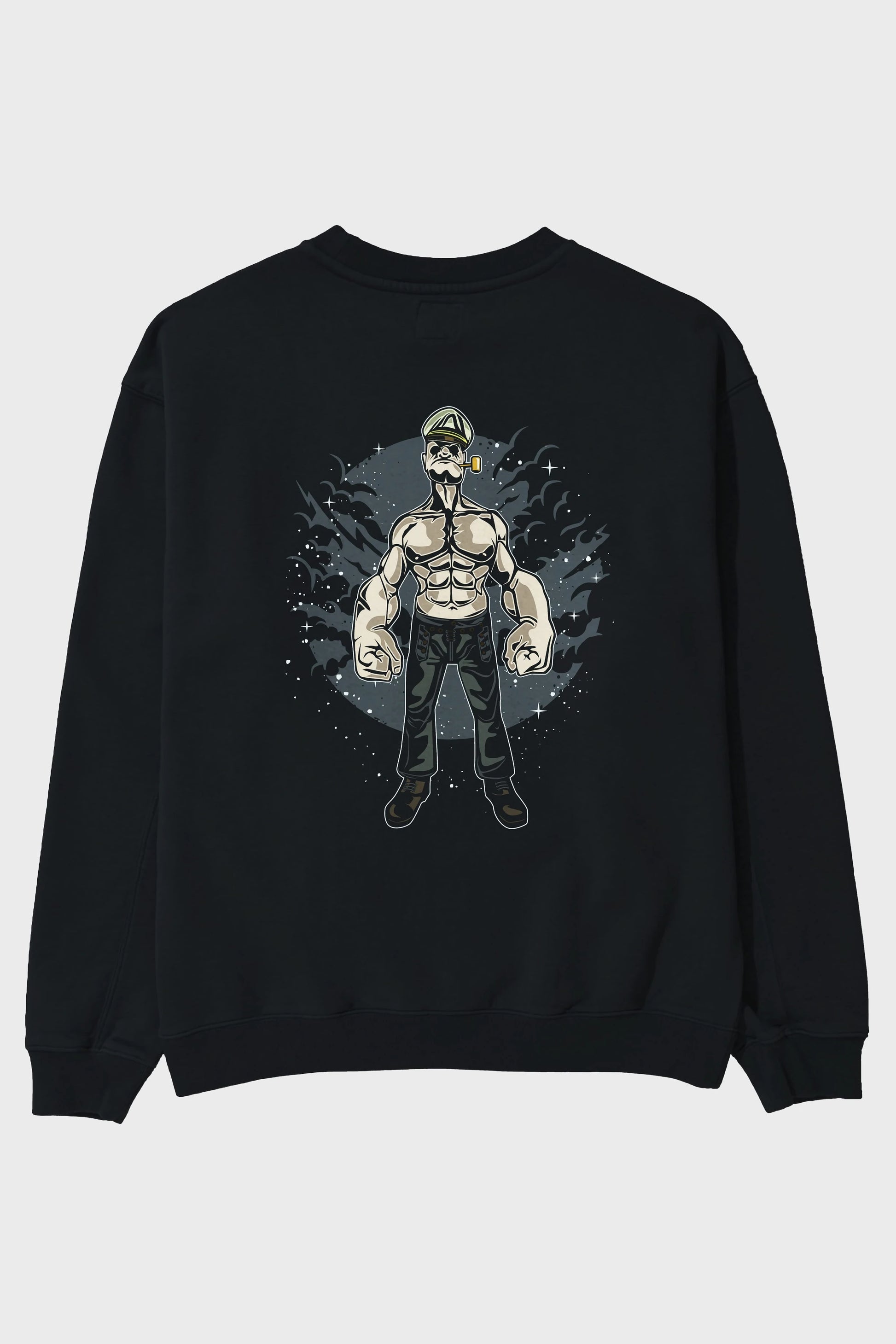 Popeye Arka Baskılı Oversize Sweatshirt Erkek Kadın Unisex