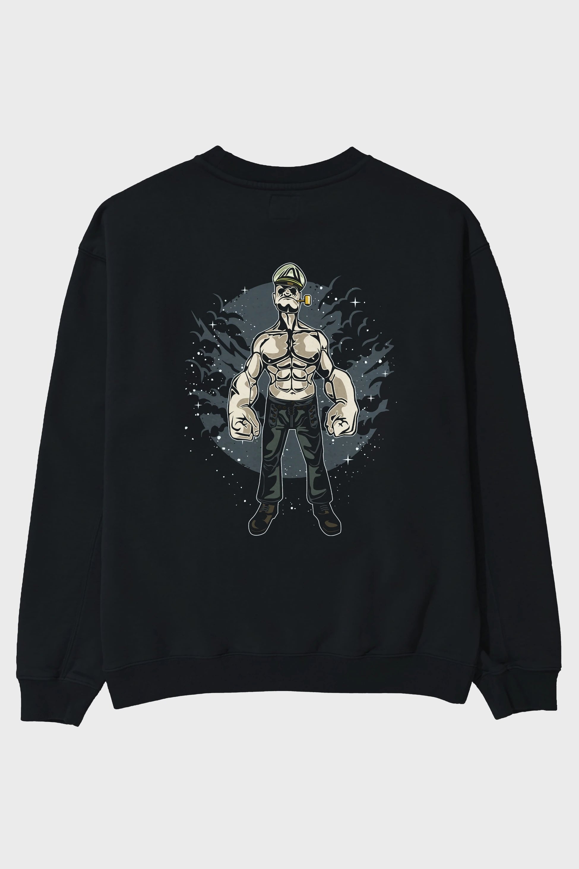 Popeye Arka Baskılı Oversize Sweatshirt Erkek Kadın Unisex