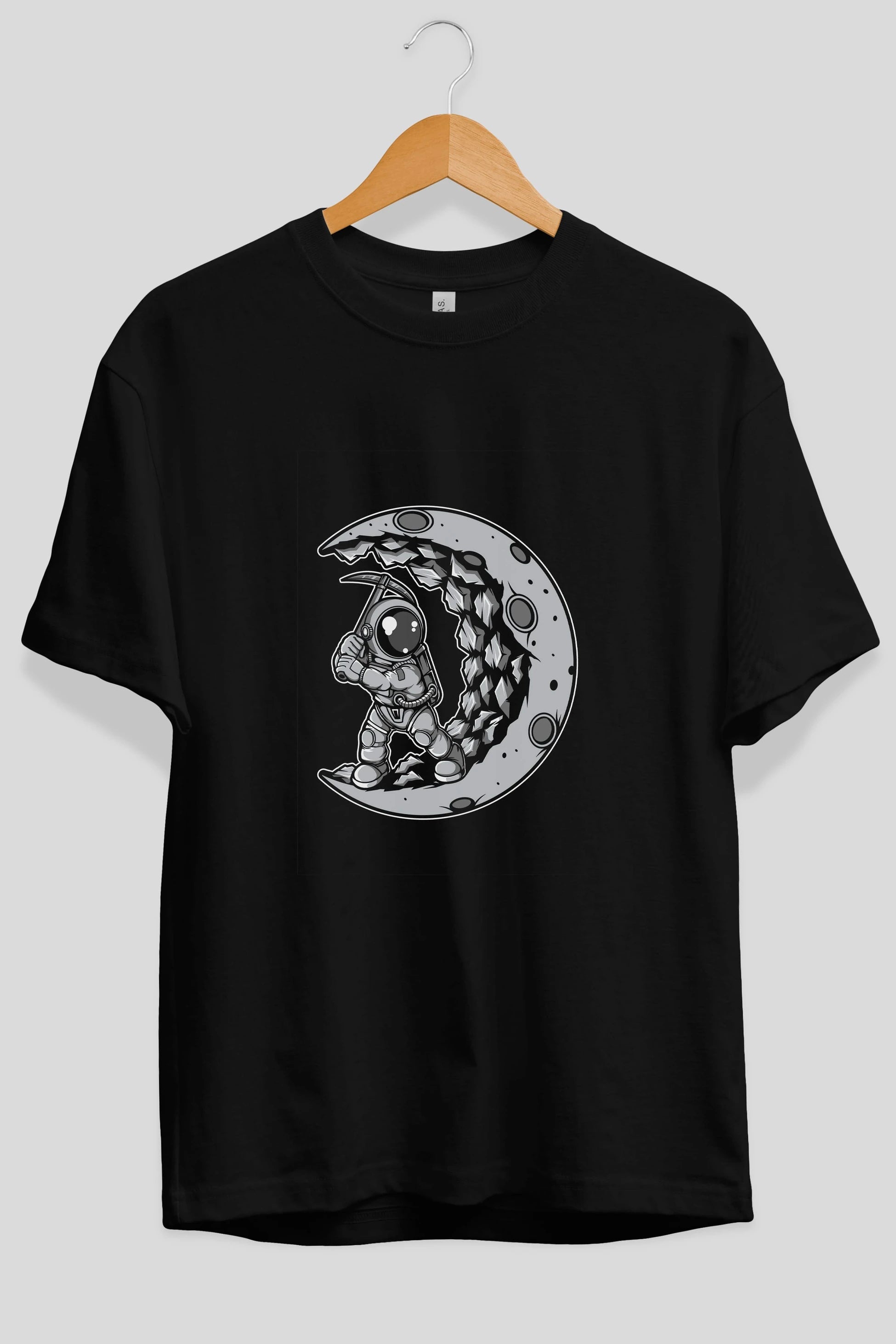 Astronaut Moon Digger Ön Baskılı Oversize t-shirt Erkek Kadın Unisex