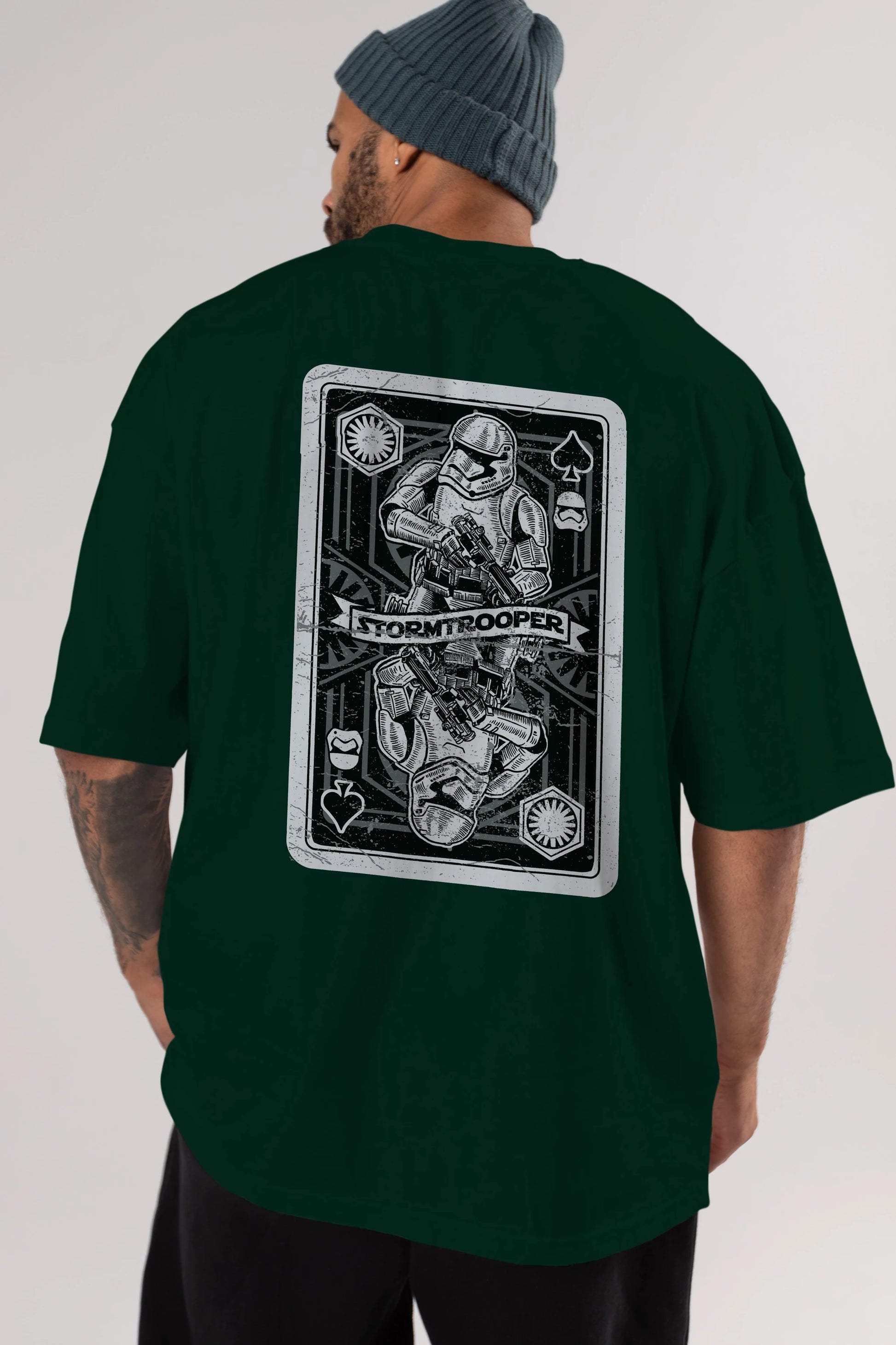 Stormtrooper Playing Card Arka Baskılı Oversize t-shirt Erkek Kadın Unisex %100 Pamuk