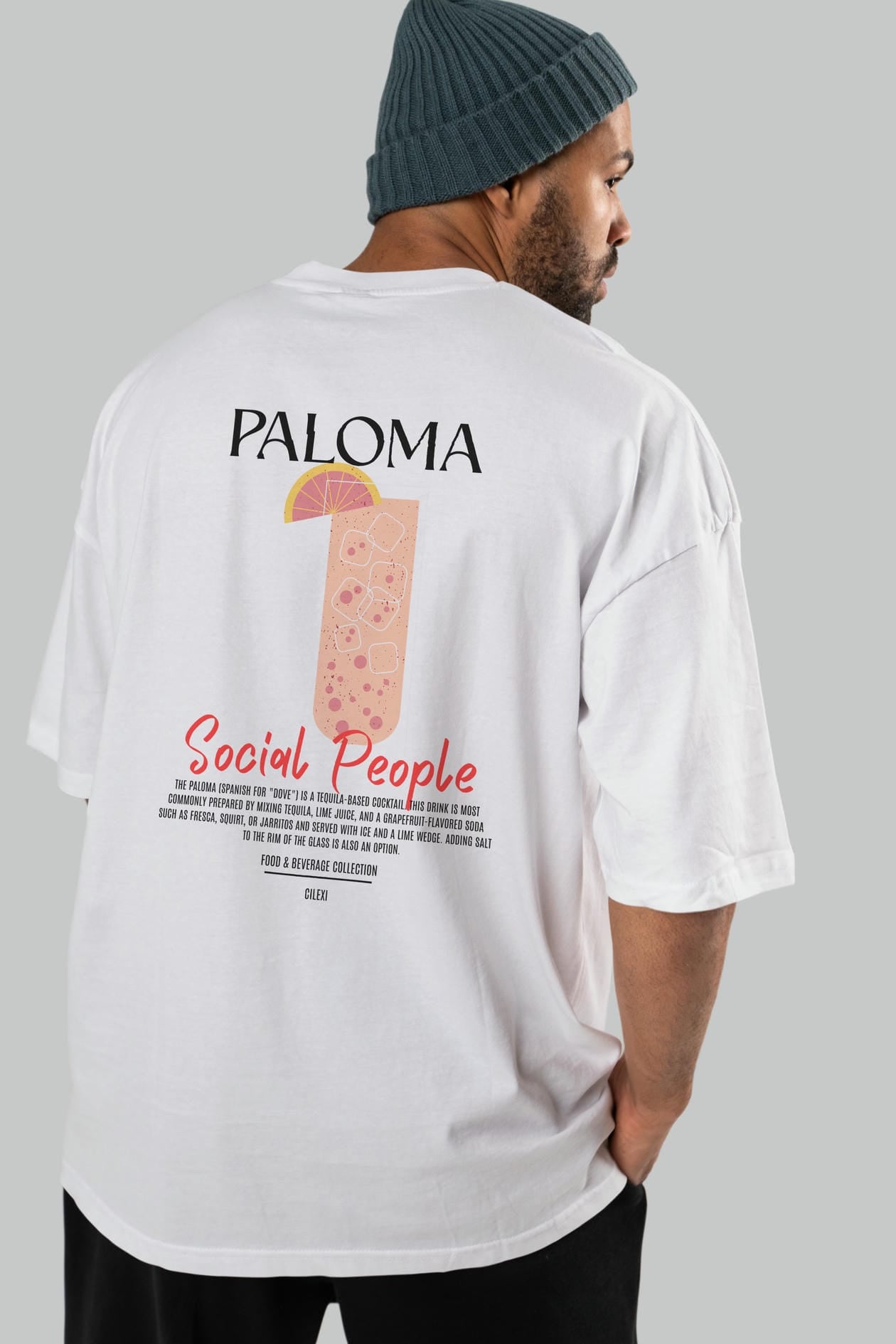 Paloma Kokteyl Serisi Baskılı Oversize t-shirt Erkek Kadın Unisex %100 Pamuk Bisiklet Yaka tişort