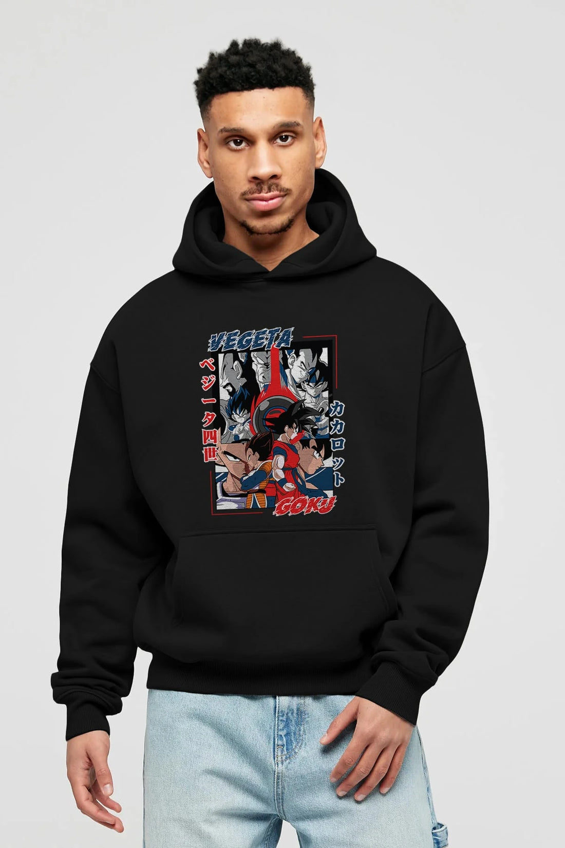 VEGETA VS GOKU Anime Ön Baskılı Hoodie Oversize Kapüşonlu Sweatshirt Erkek Kadın Unisex