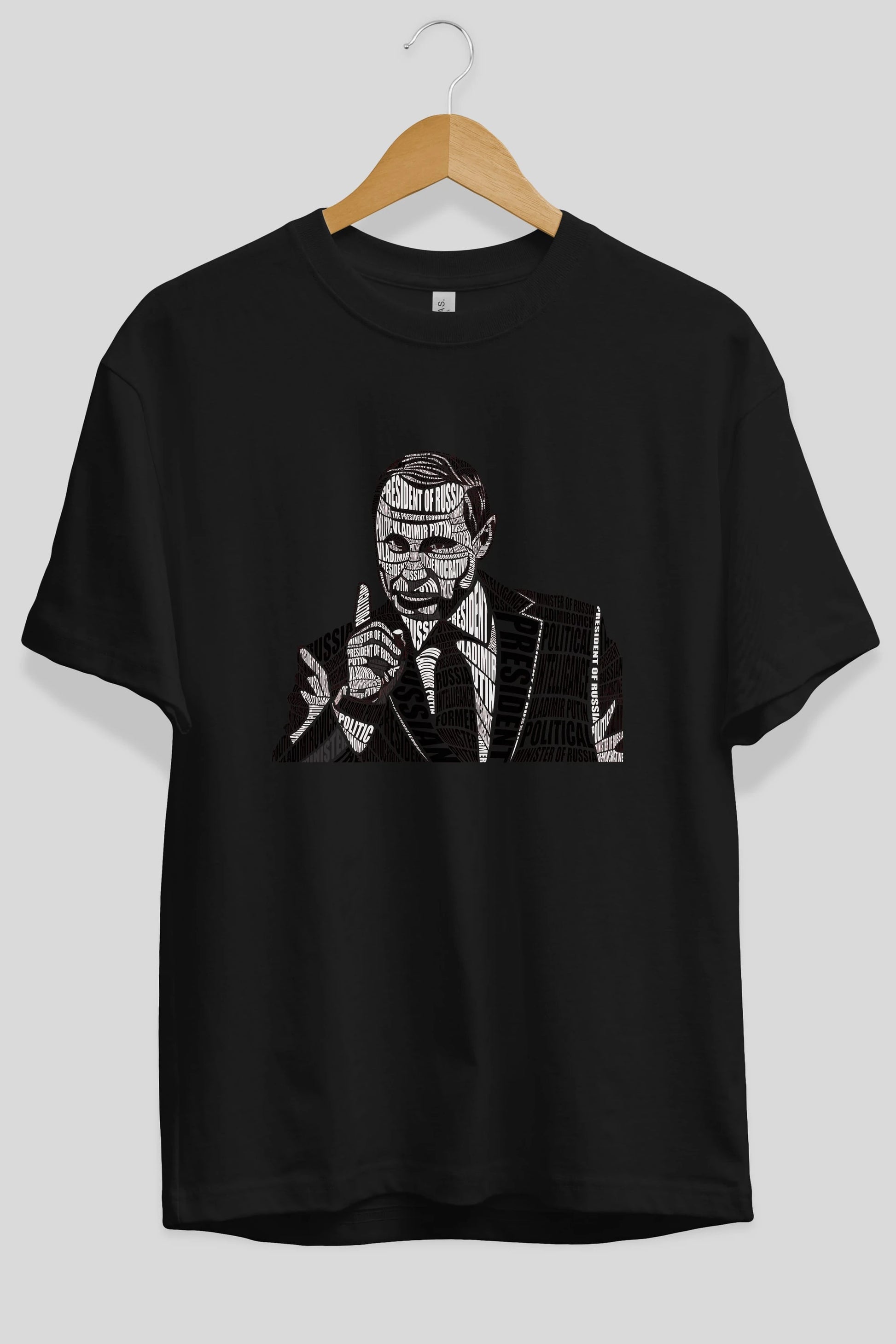 Putin Calligram Ön Baskılı Oversize t-shirt %100 pamuk Erkek Kadın Unisex