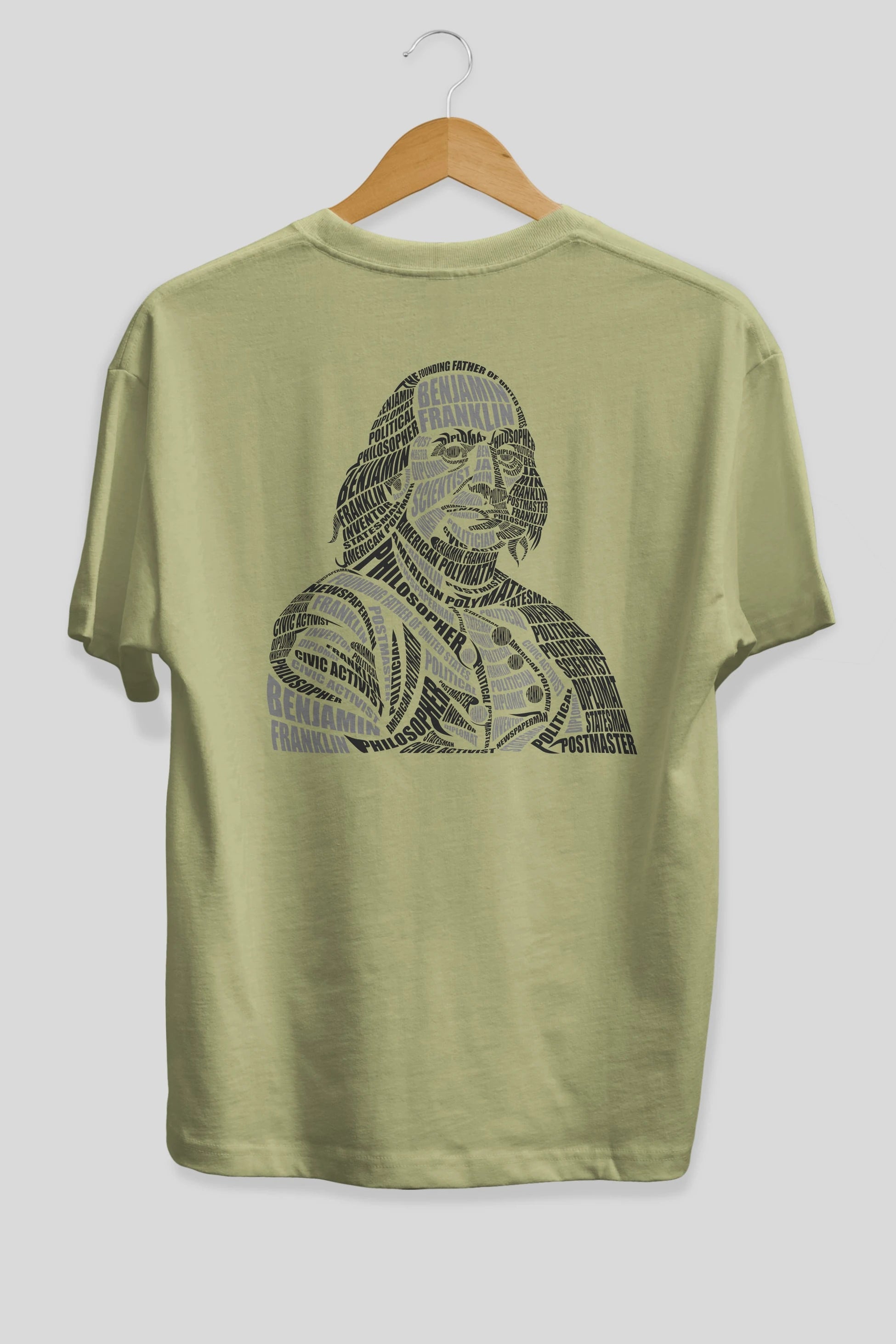 Benjamin Franklin Calligram Arka Baskılı Oversize t-shirt %100 pamuk Erkek Kadın Unisex