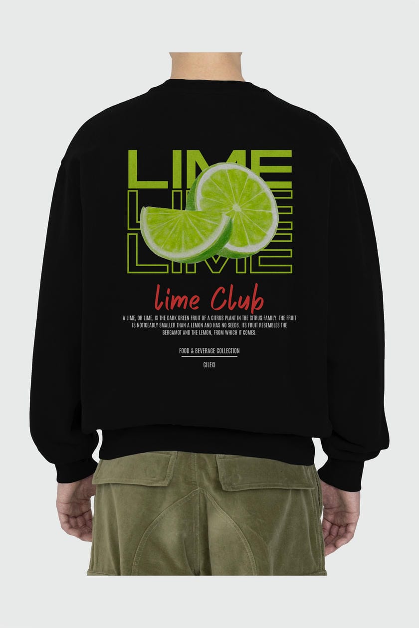 Lime Arka Baskılı Oversize Sweatshirt Erkek Kadın Unisex