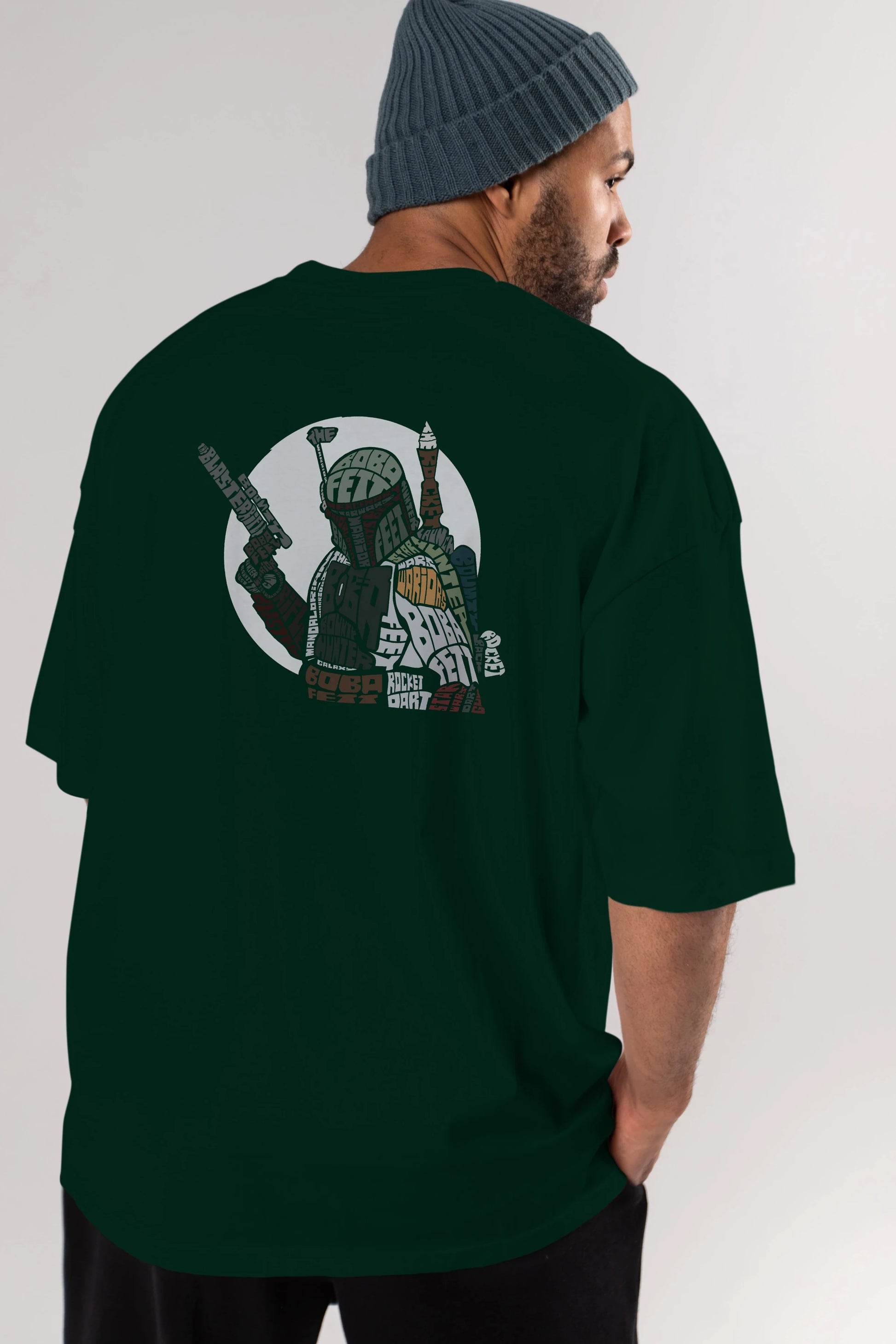 Boba Fett Arka Baskılı Oversize t-shirt %100 pamuk Erkek Kadın Unisex