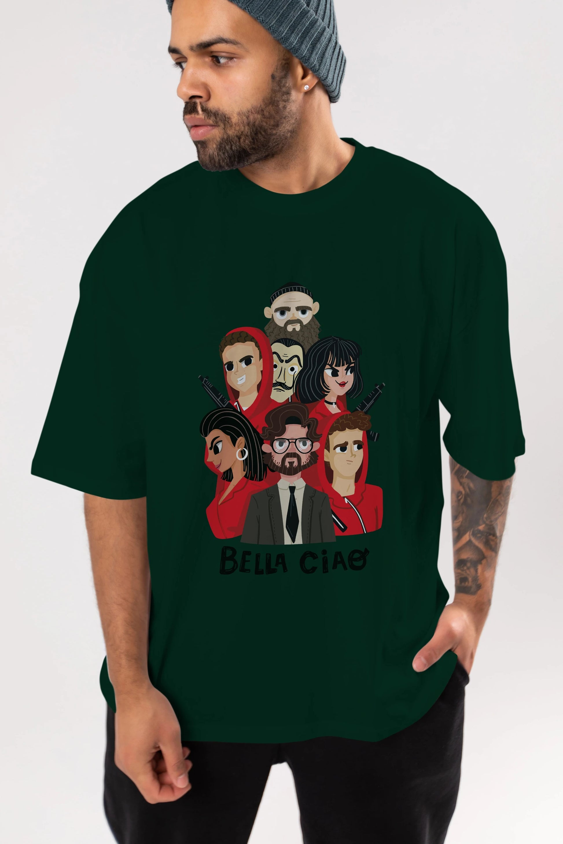 La Casa De Papel (13) Ön Baskılı Oversize t-shirt Erkek Kadın Unisex %100 Pamuk Bisiklet Yaka tişort