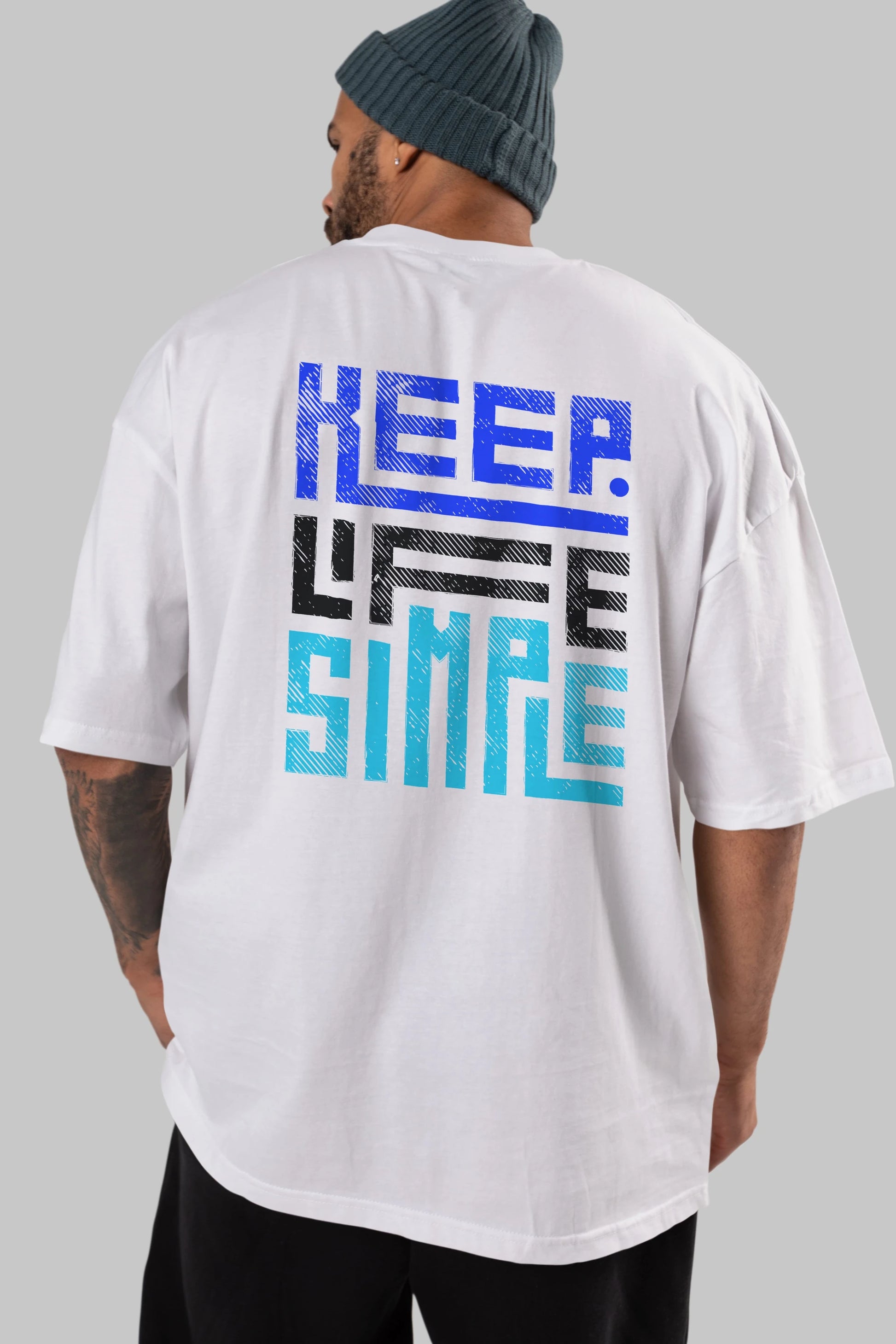 Keep Life Simple Yazılı Arka Baskılı Oversize t-shirt Erkek Kadın Unisex