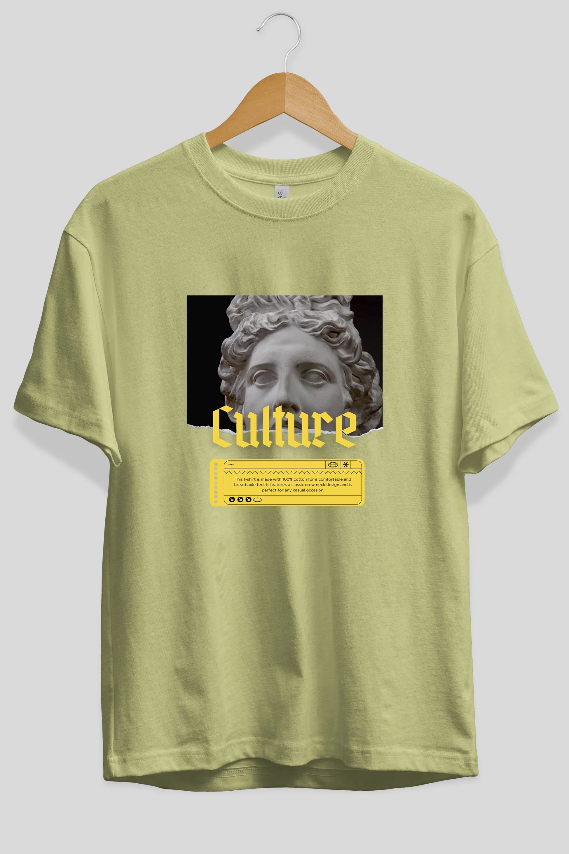 Culture Yazılı Ön Baskılı Oversize t-shirt Erkek Kadın Unisex