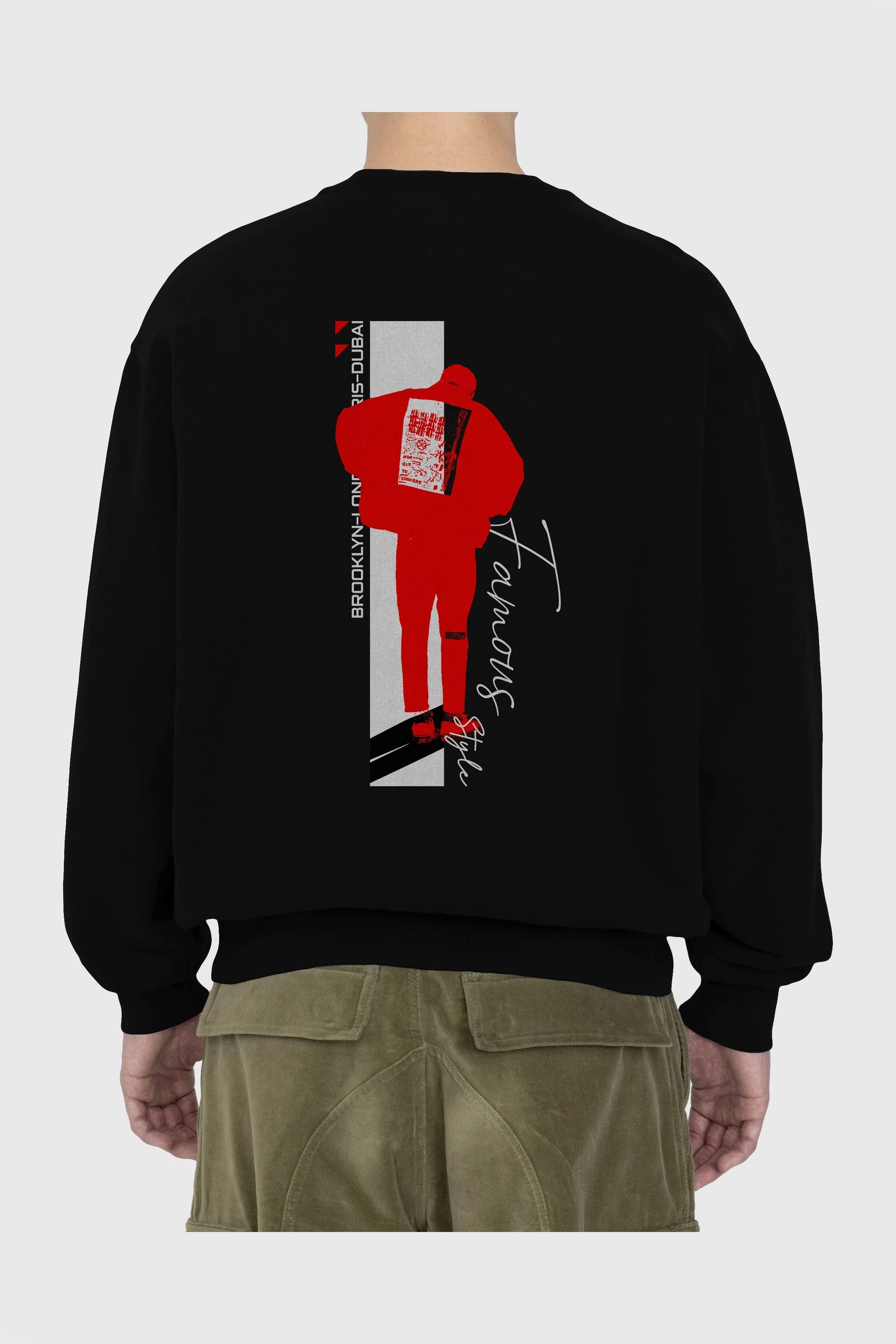 Brooklyn Style Arka Baskılı Oversize Sweatshirt Erkek Kadın Unisex