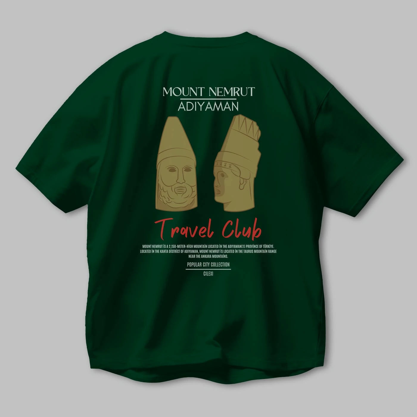 Mount Nemrut Adiyaman Arka Baskılı Oversize t-shirt Erkek Kadın Pamuk Bisiklet Yaka tişort