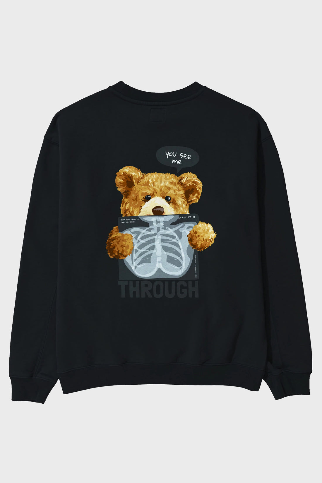 Teddy Bear Trough Arka Baskılı Oversize Sweatshirt Erkek Kadın Unisex