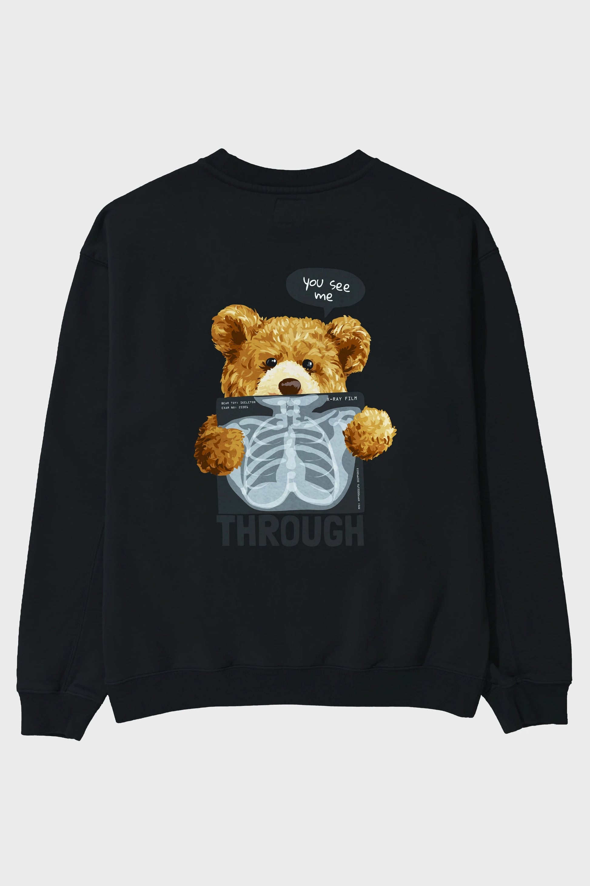 Teddy Bear Trough Arka Baskılı Oversize Sweatshirt Erkek Kadın Unisex