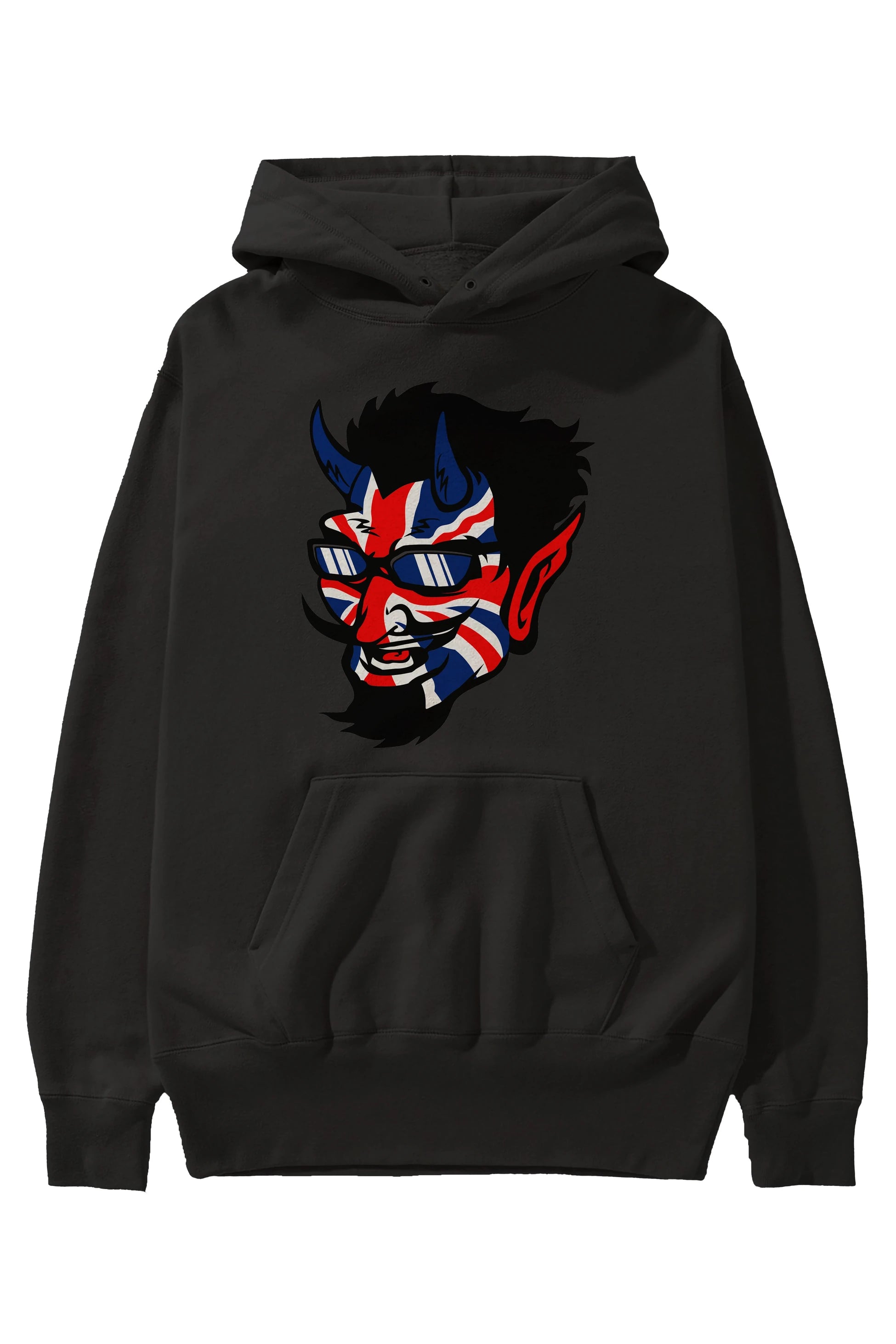 UK Devil Ön Baskılı Hoodie Oversize Kapüşonlu Sweatshirt Erkek Kadın Unisex
