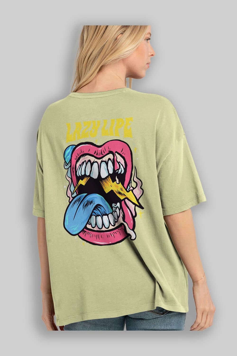 Lazy Lipe Arka Baskılı Oversize t-shirt Erkek Kadın Unisex