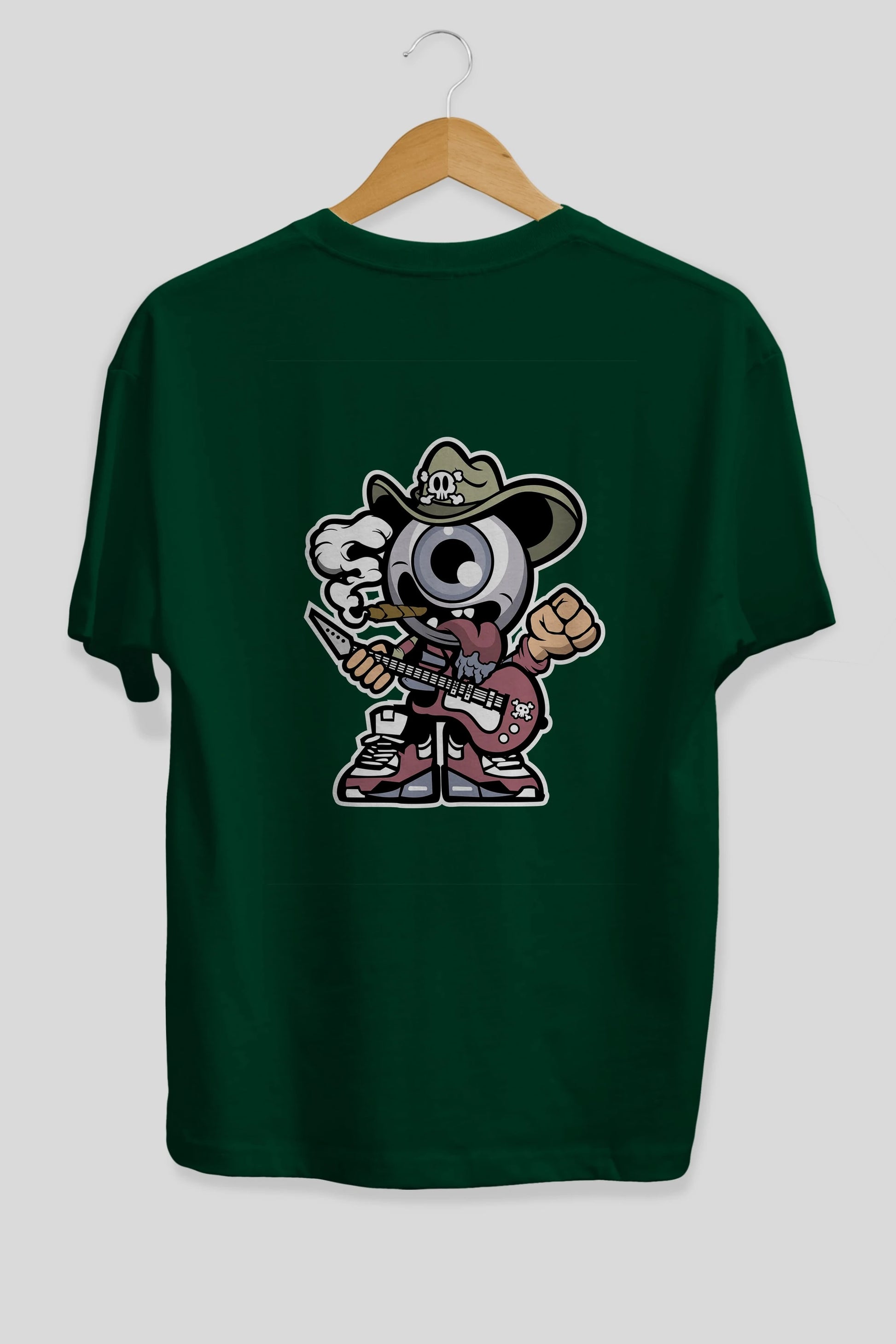 Eyeball Rockstar Cowboy Arka Baskılı Oversize t-shirt Erkek Kadın Unisex %100 Pamuk tişort