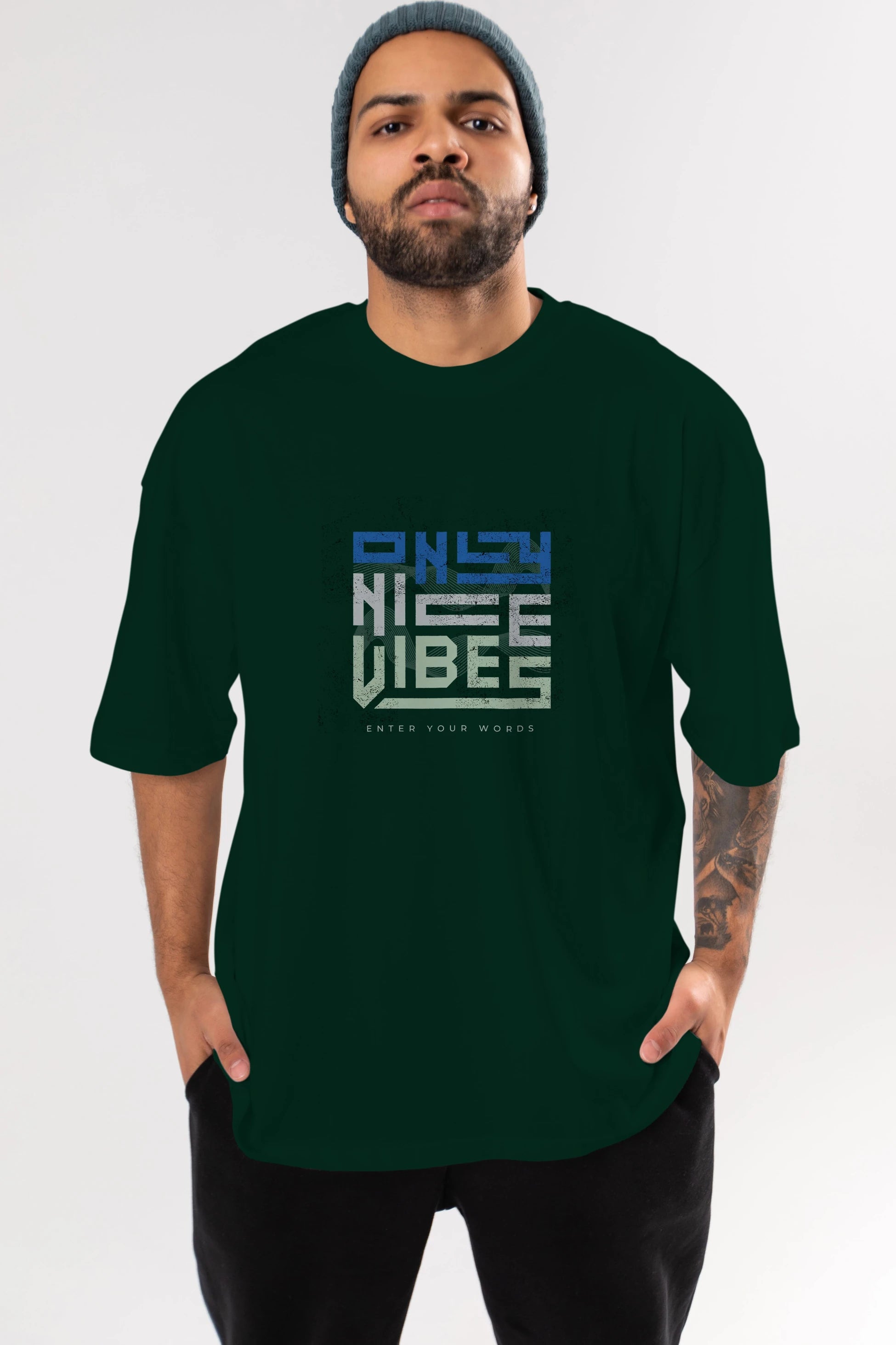 Only Nice Vibes Ön Baskılı Oversize t-shirt Erkek Kadın Unisex