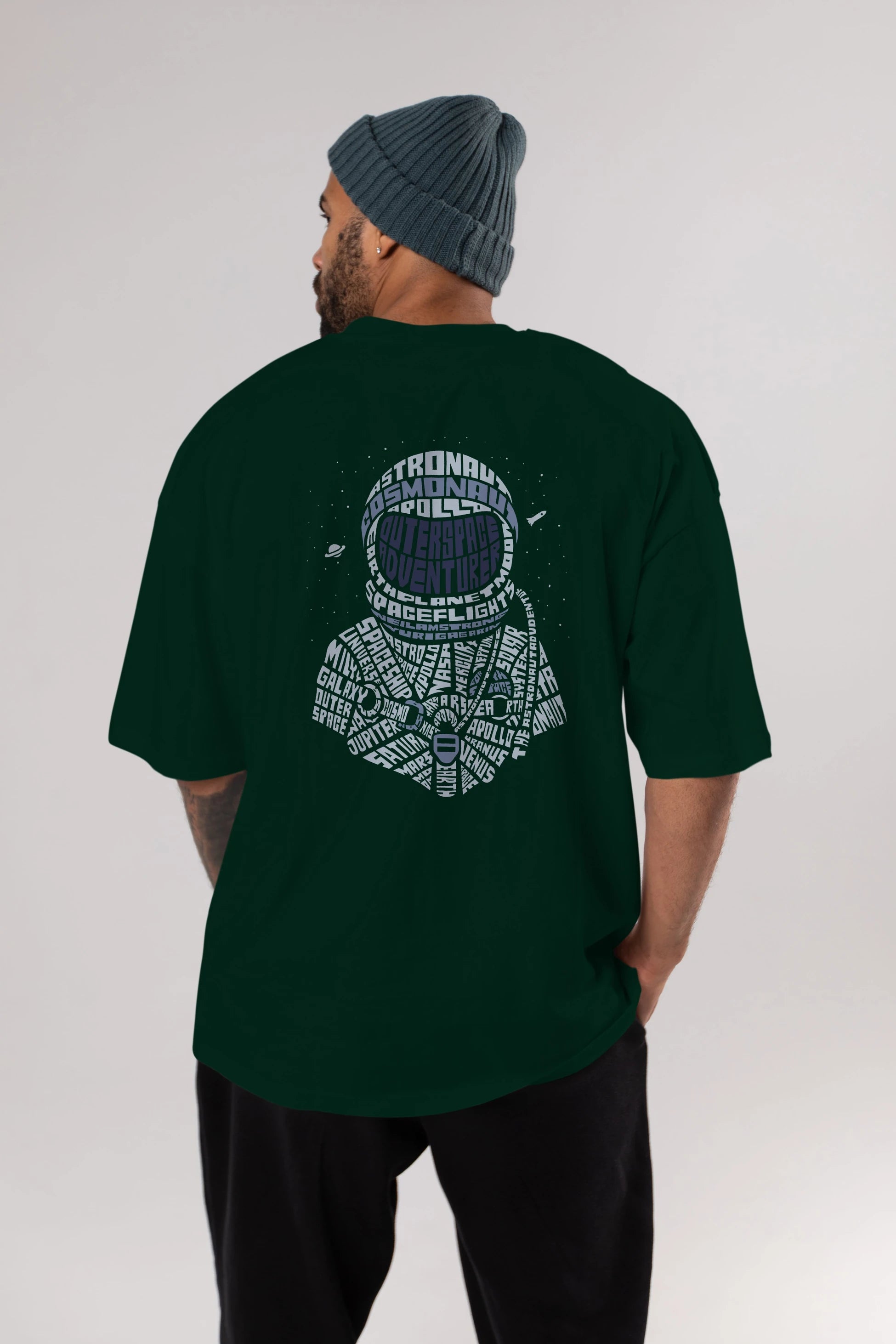 Astronaut Arka Baskılı Oversize t-shirt %100 pamuk Erkek Kadın Unisex