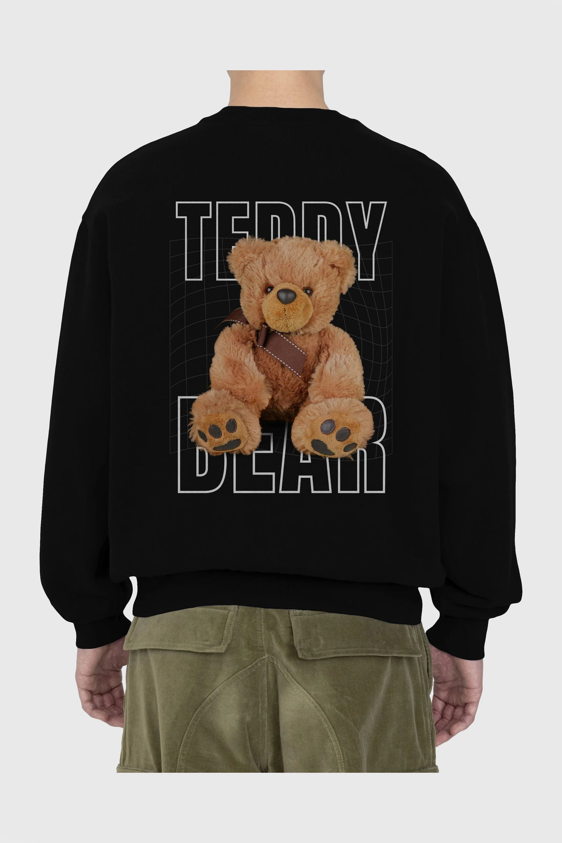 Teddy Bear Yazılı Arka Baskılı Oversize Sweatshirt Erkek Kadın Unisex