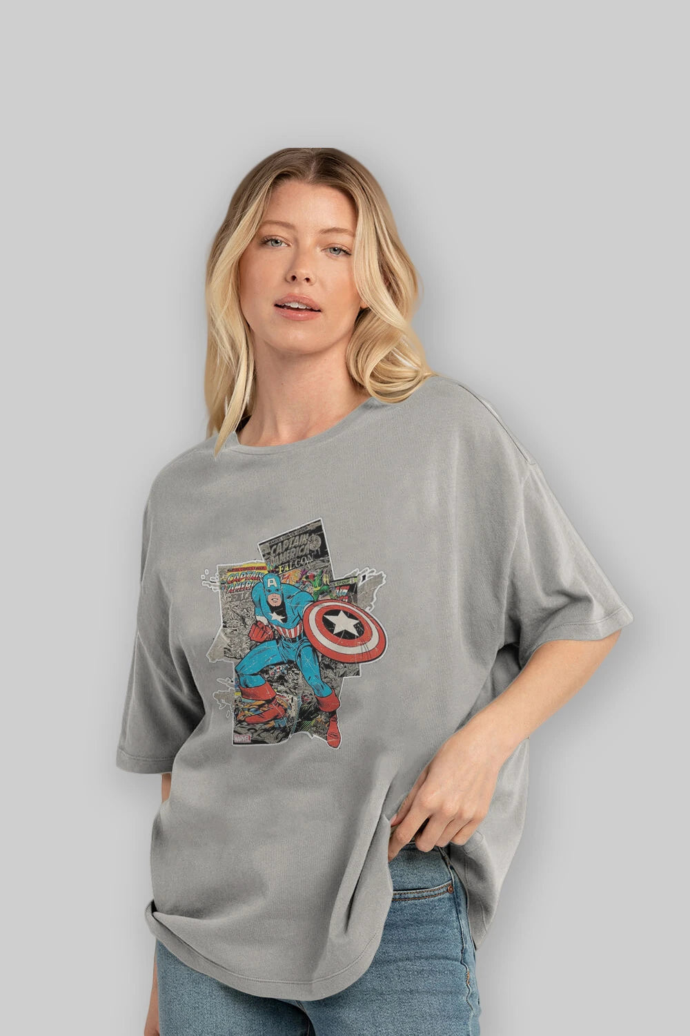Captain America (2) Ön Baskılı Oversize t-shirt Erkek Kadın Unisex %100 Pamuk Bisiklet Yaka tişort